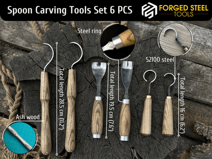 6 - Piece Hand - Forged Wood Carving Tool Set - 3