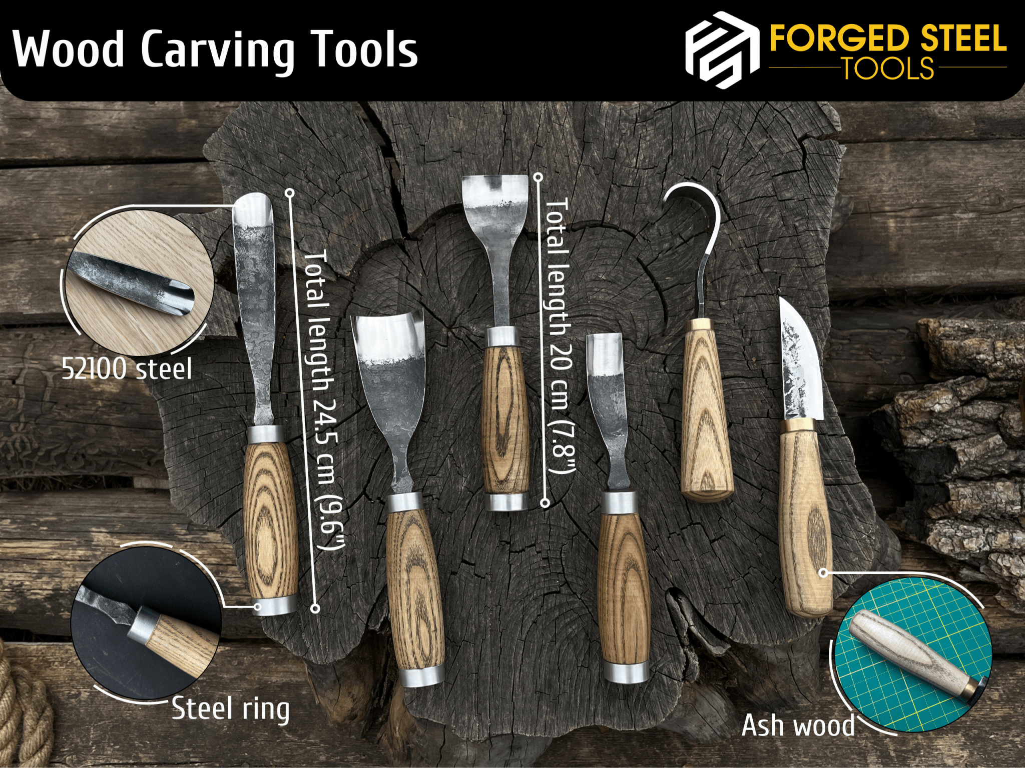 6 - Piece Hand - Forged Wood Carving Tool Set - 3