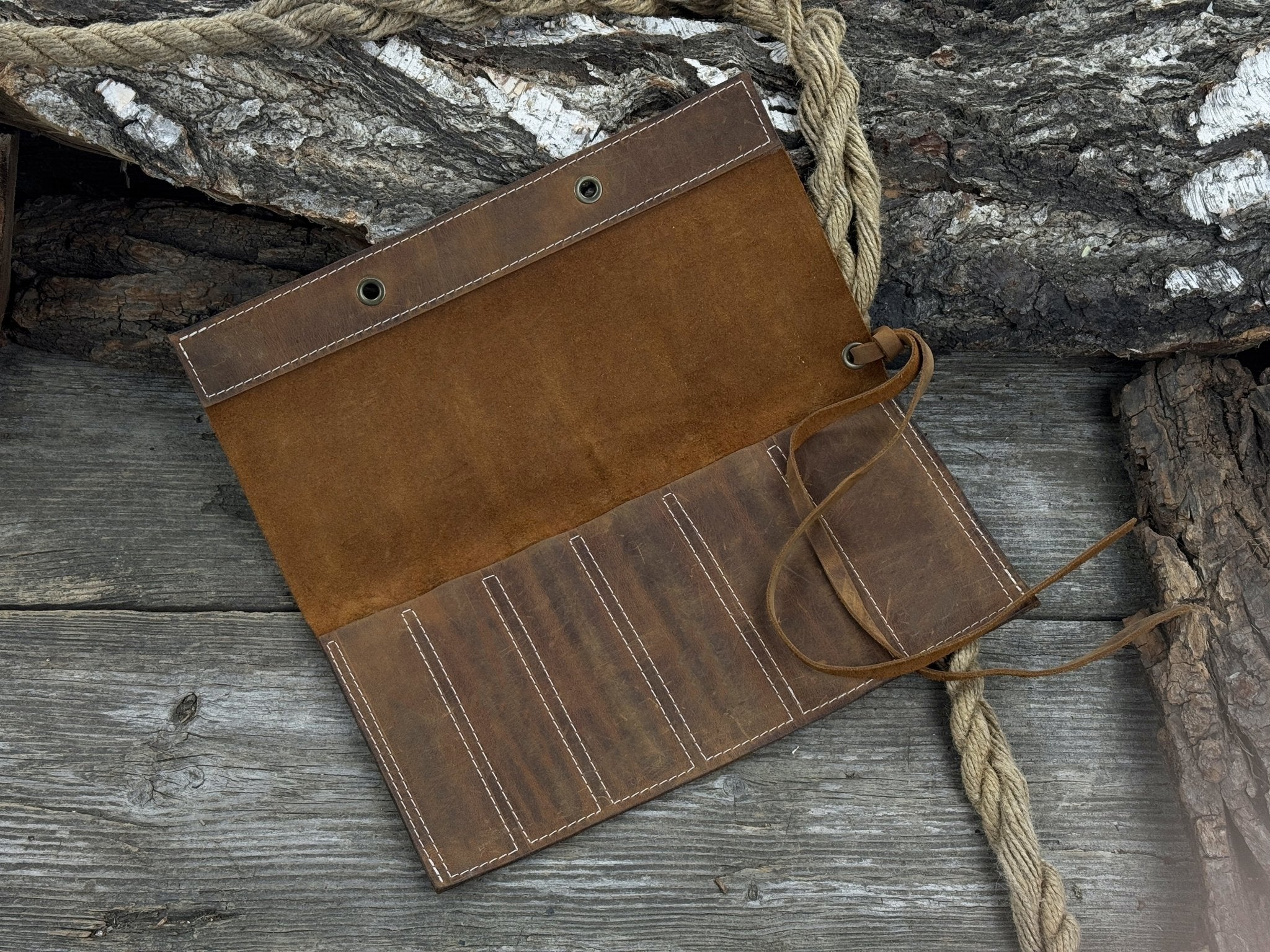 6 Pocket Leather Chisel Roll - 1