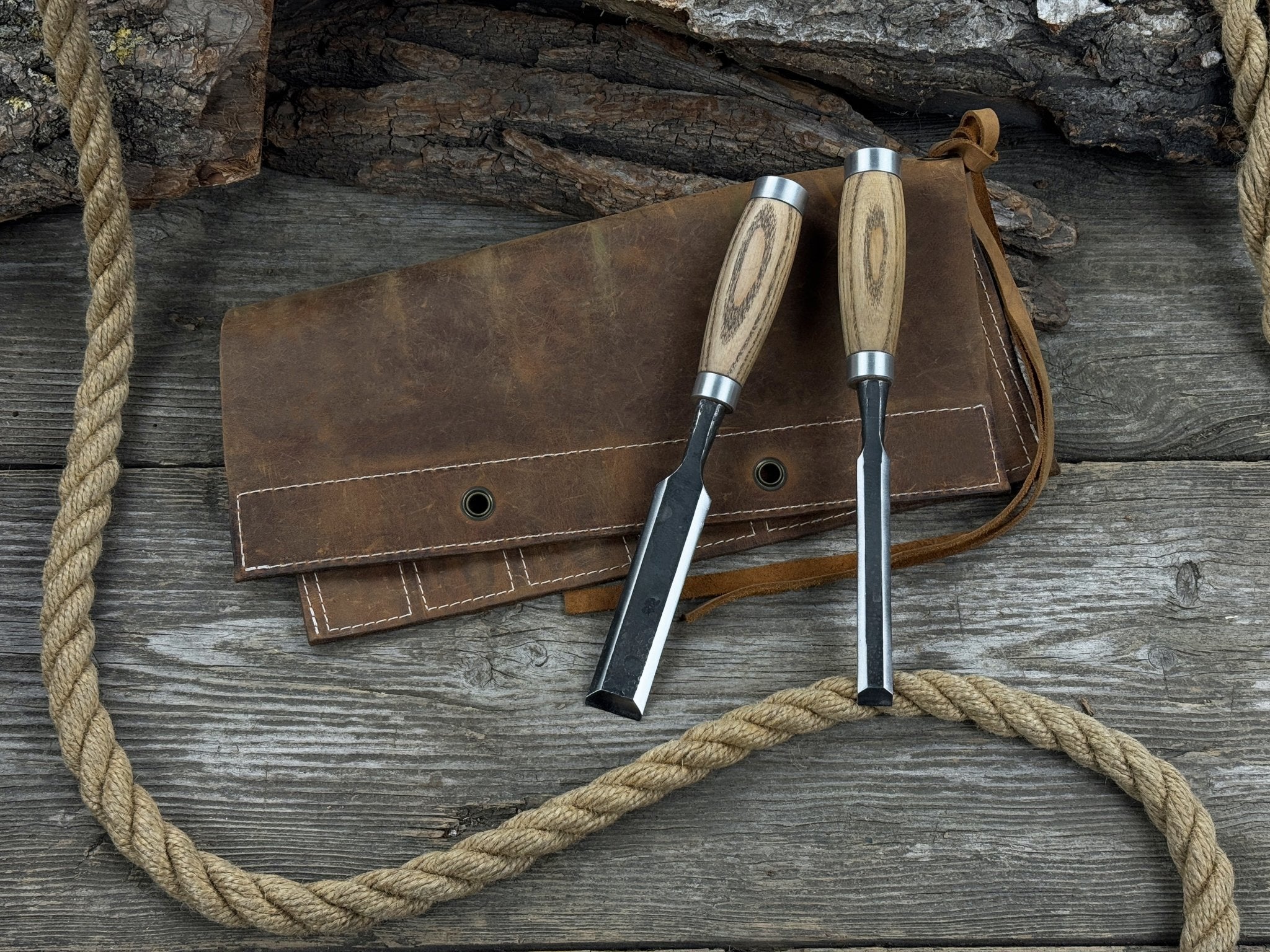 6 Pocket Leather Chisel Roll - 5