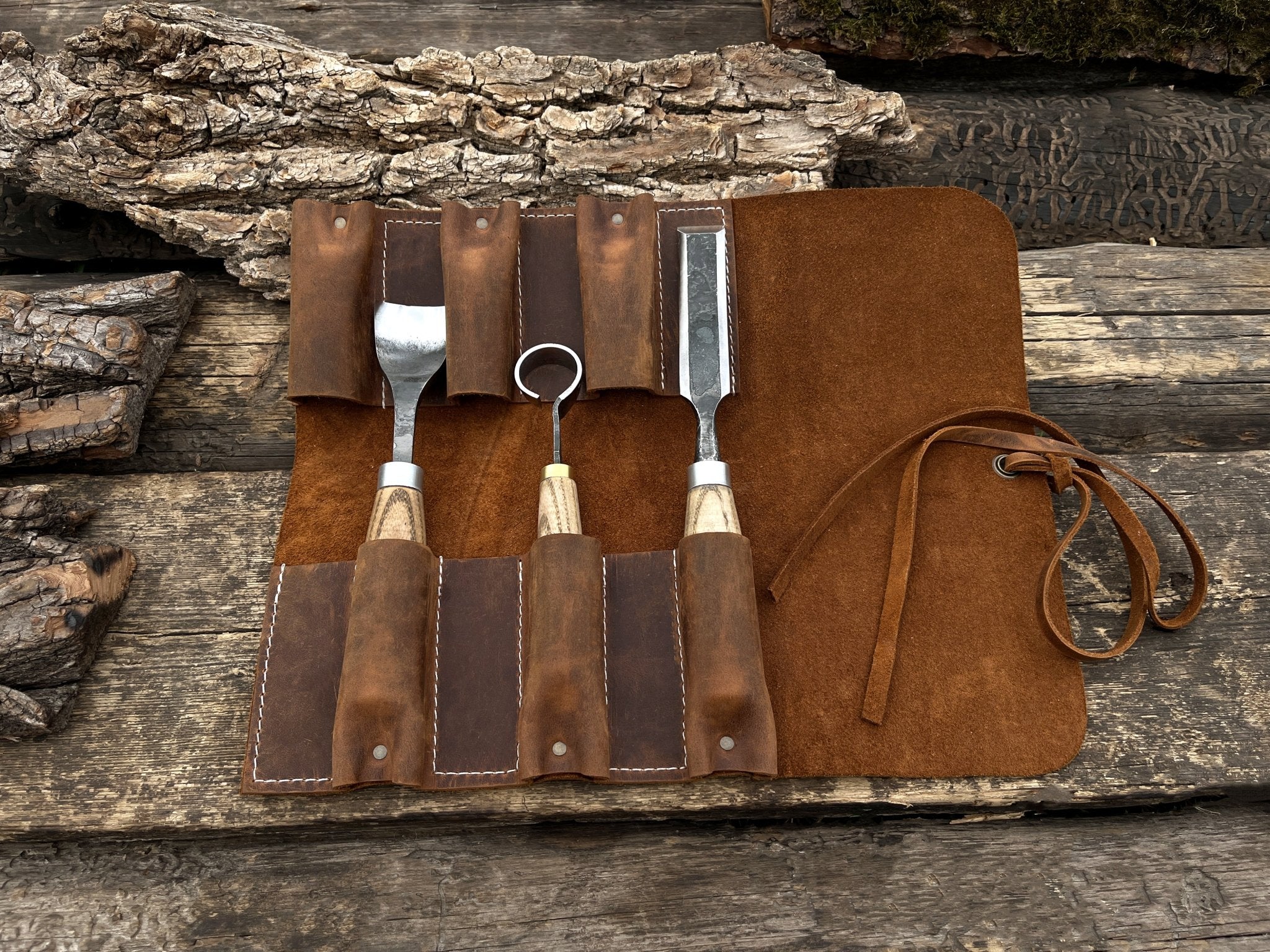 6 Pocket Leather Tool Roll - 4