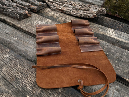 6 Pocket Leather Tool Roll - 3