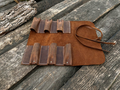 6 Pocket Leather Tool Roll - 1