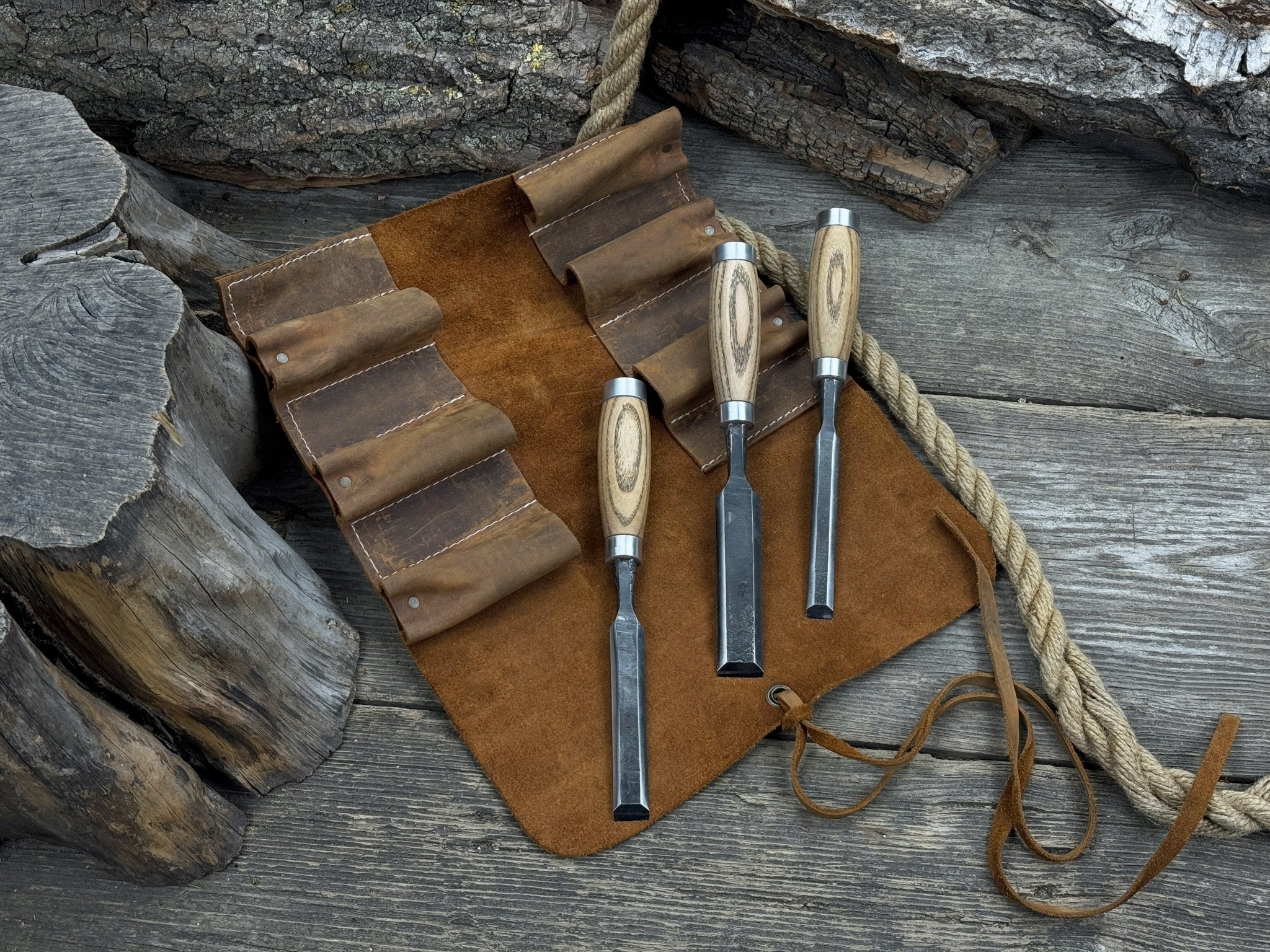 6 Pocket Leather Tool Roll - 2