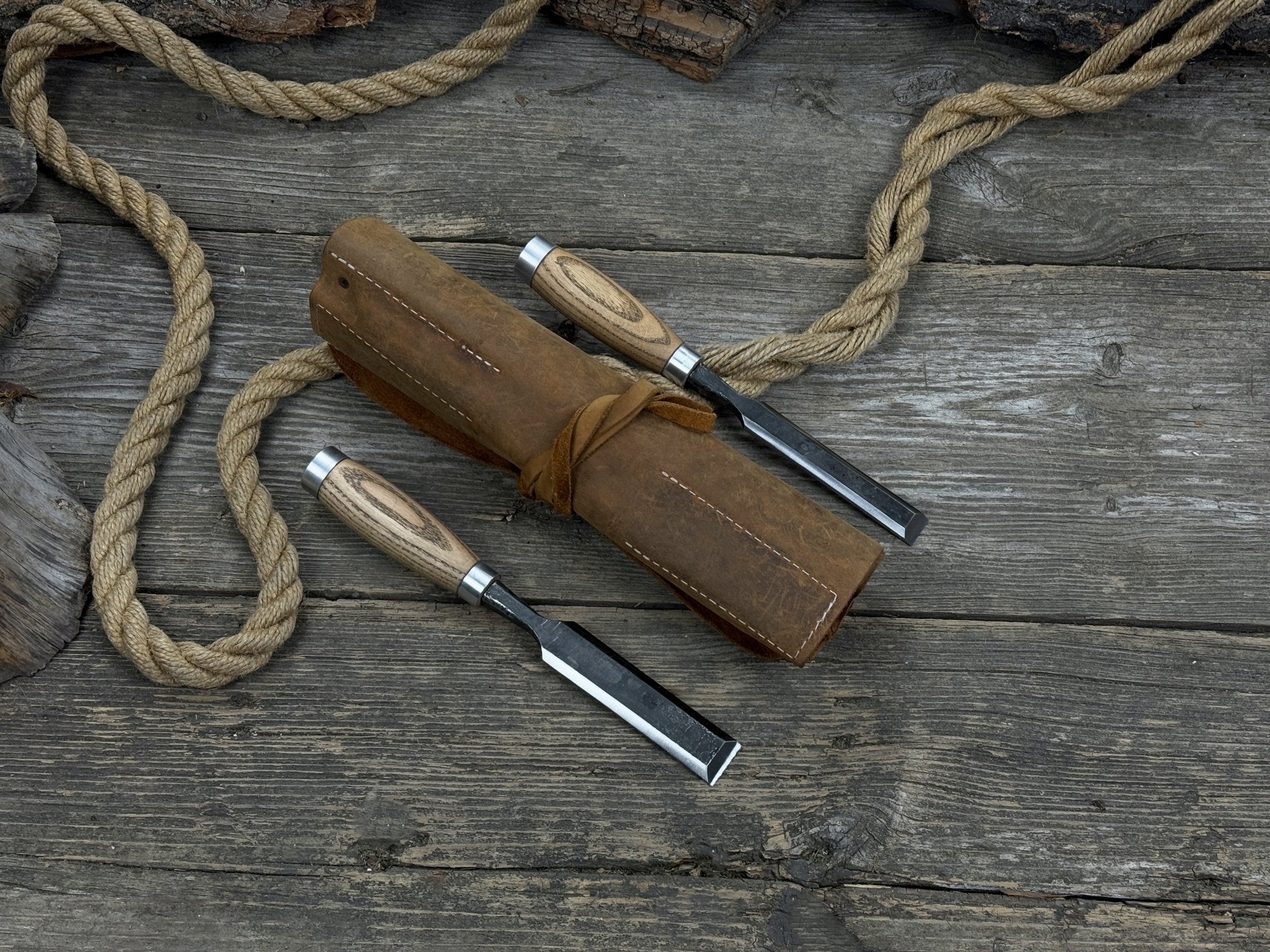 6 Pocket Leather Tool Roll - 10