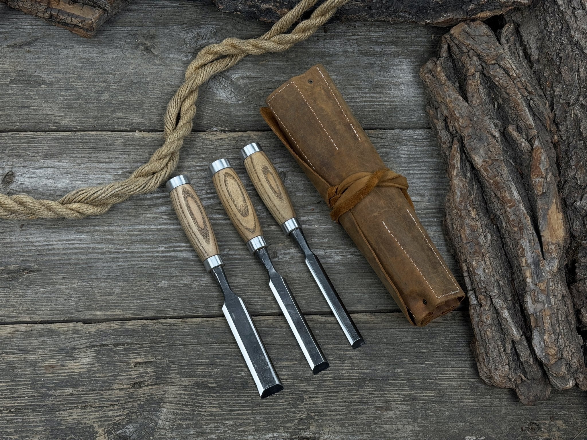 6 Pocket Leather Tool Roll - 8