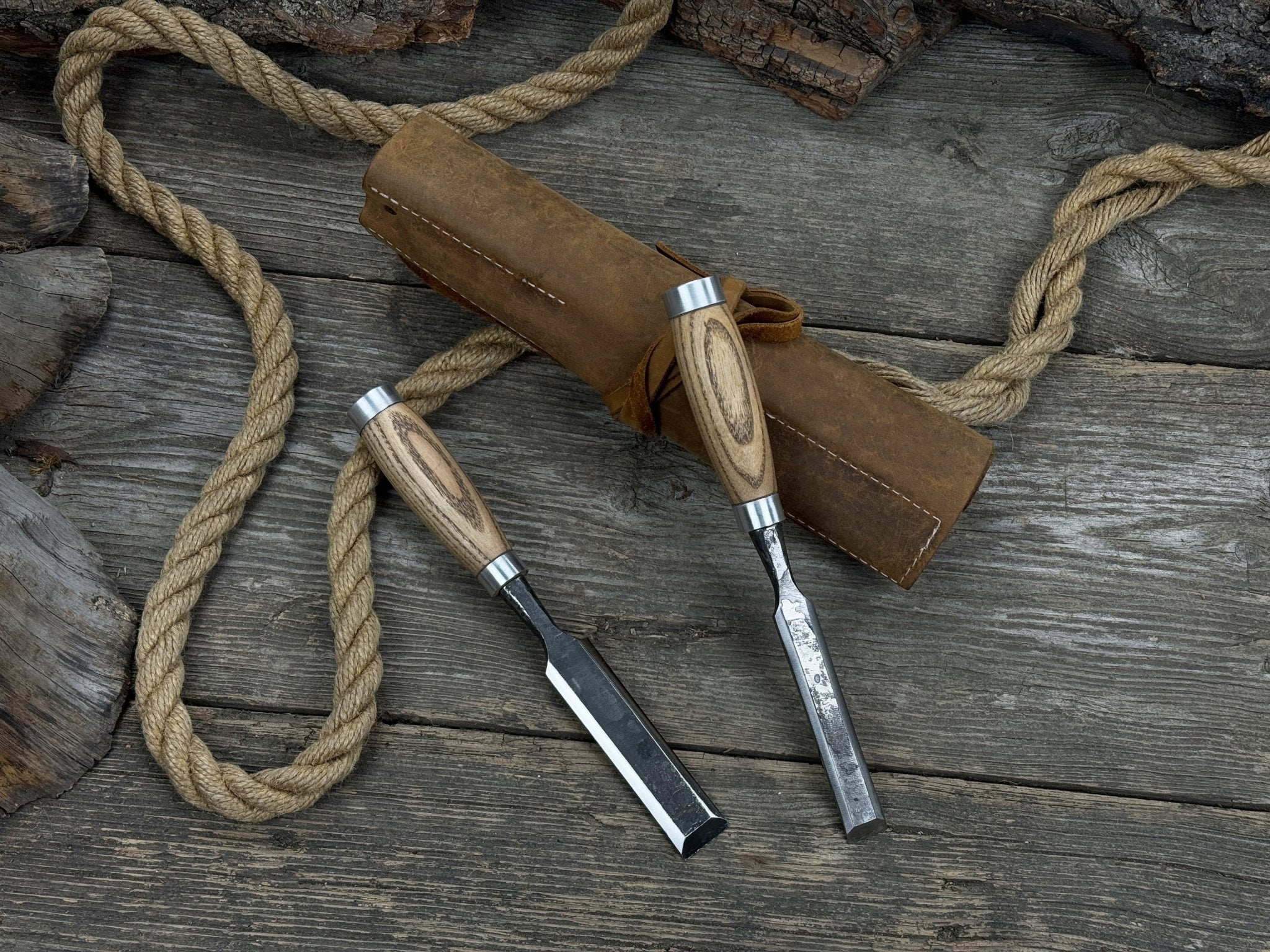 6 Pocket Leather Tool Roll - 3