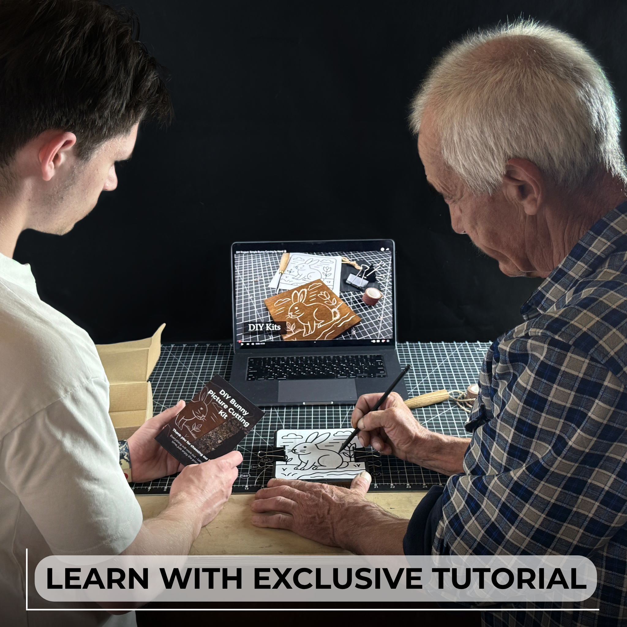 DIY Bunny Carving Kit – Wood Art Set with V-Chisel & Video Guide