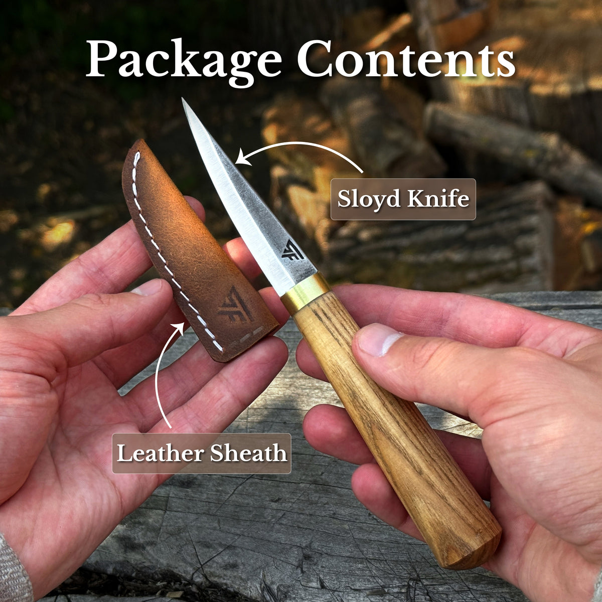 Whittling Sloyd Knife with Leather Sheath, 7.5 cm / 2.95 in