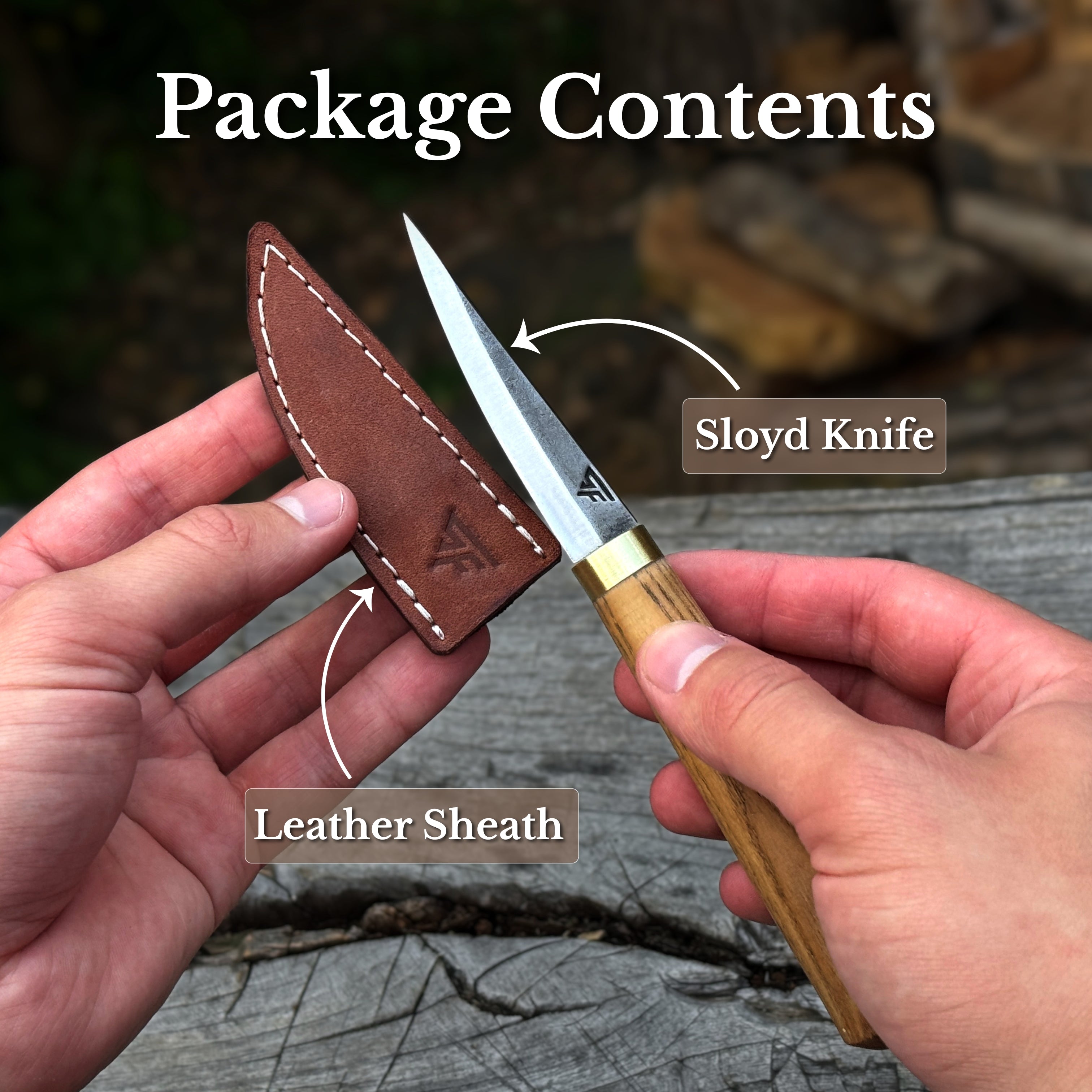Whittling Sloyd Knife with Leather Sheath, 7.5 cm (2.95 inches)