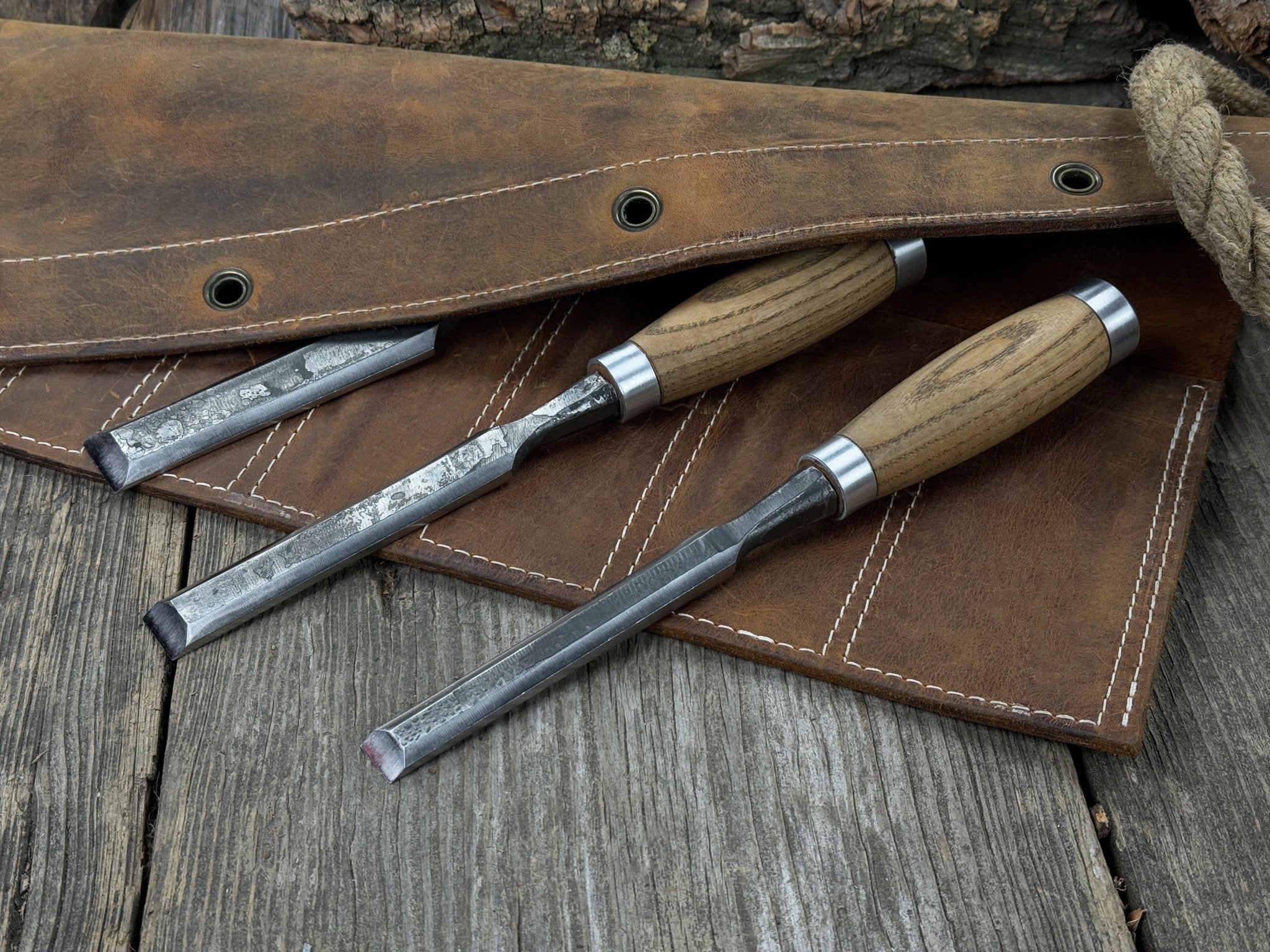 8 Pocket Leather Chisel Roll - 5