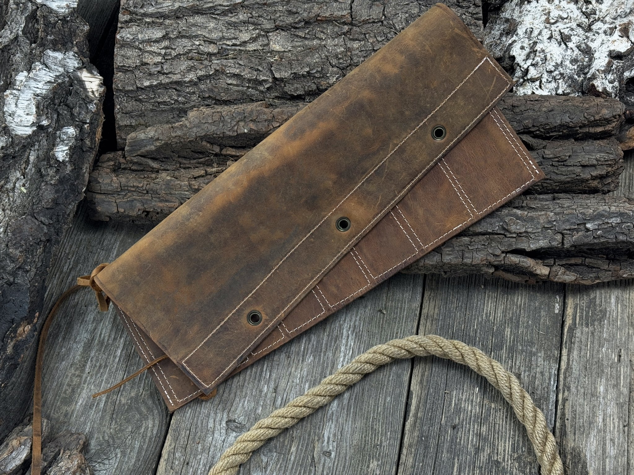 8 Pocket Leather Chisel Roll - 4