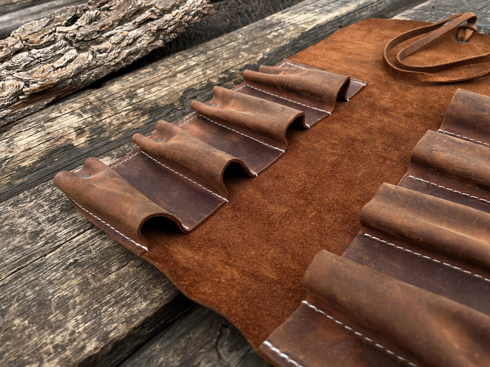 8 Pocket Leather Tool Roll - 5