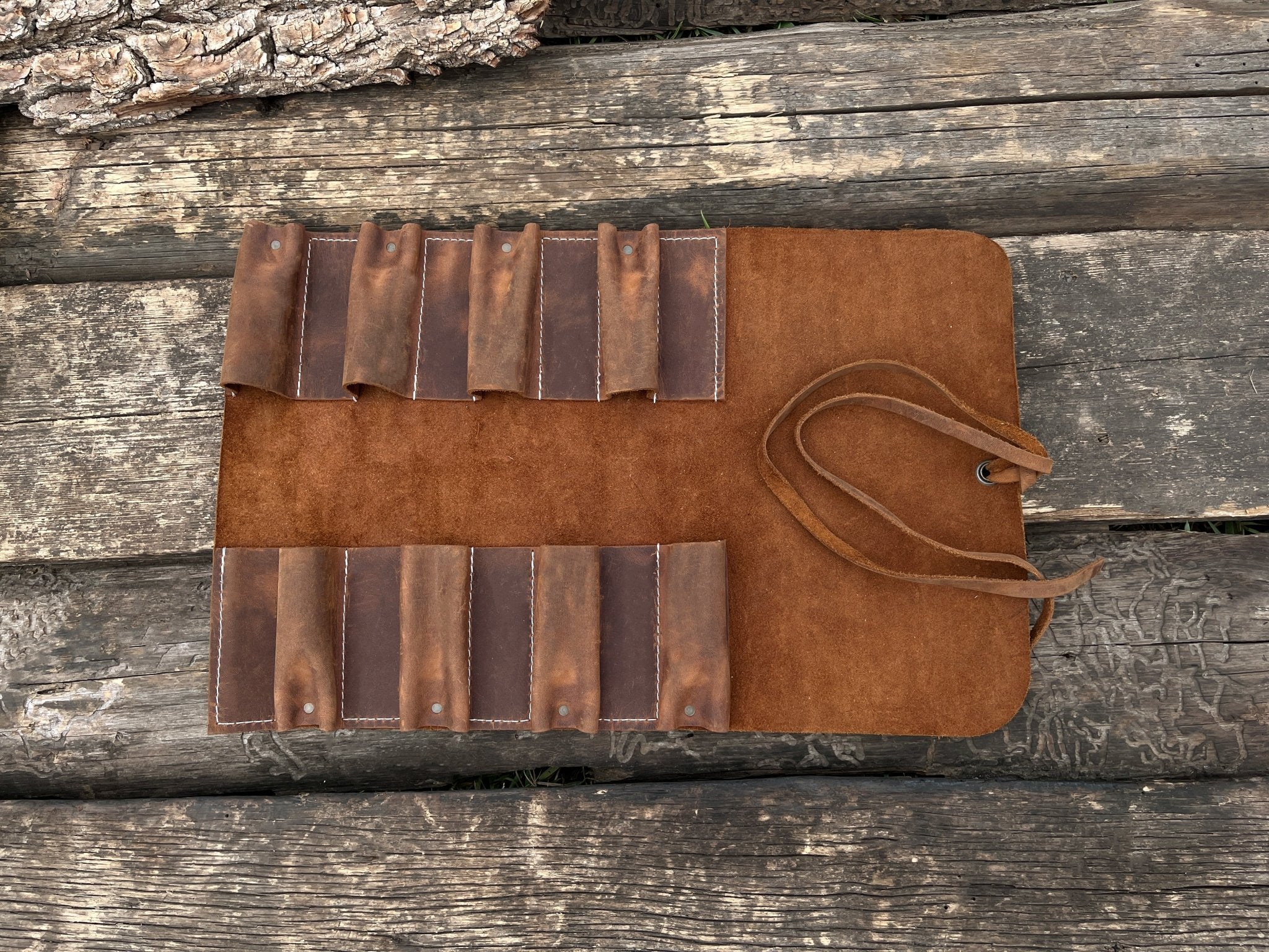 8 Pocket Leather Tool Roll - 3