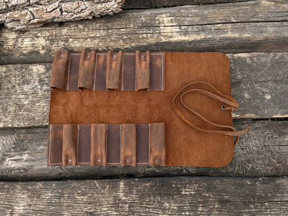 8 Pocket Leather Tool Roll - 3