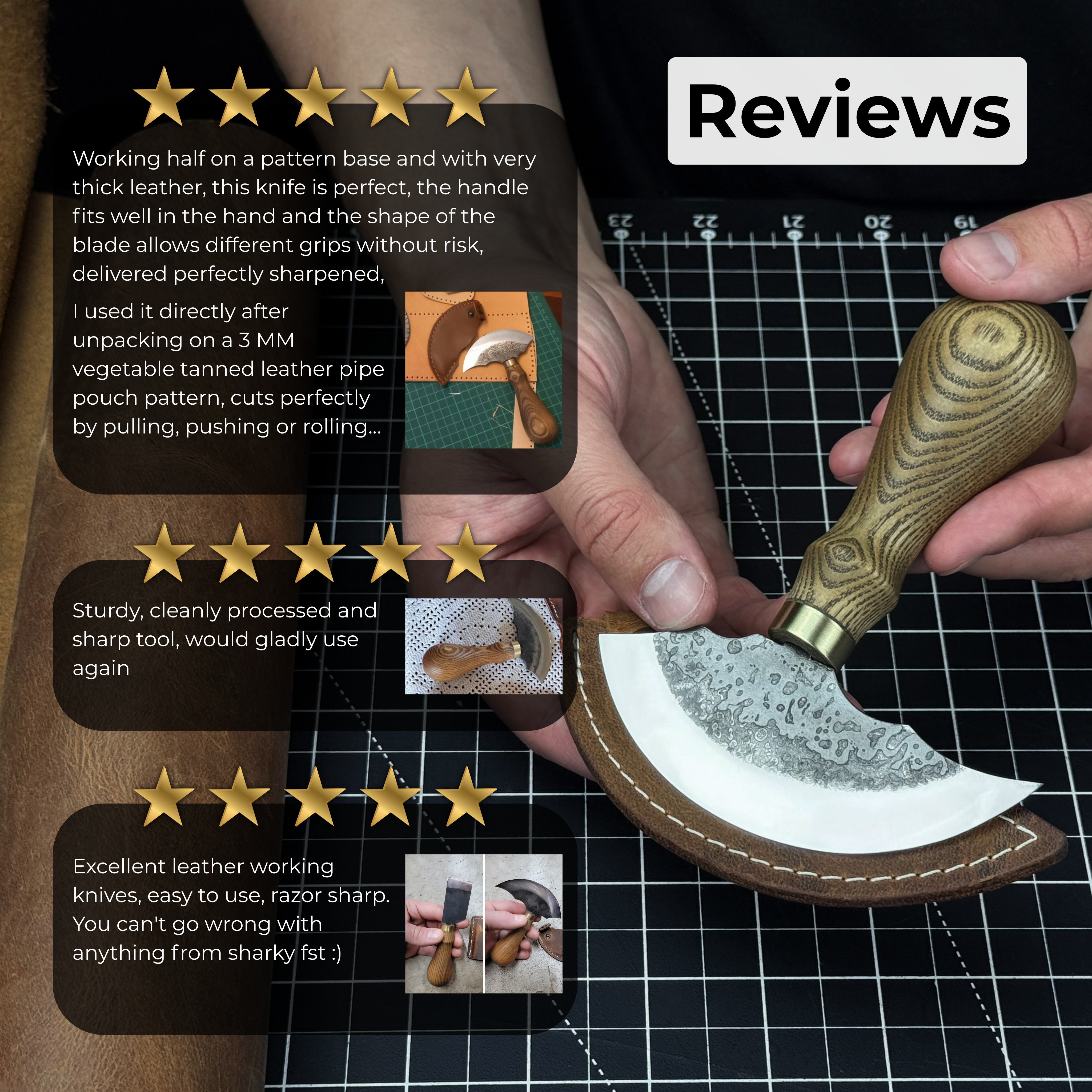 Leather Round Knife, 10 cm (3.9 inches) - 9