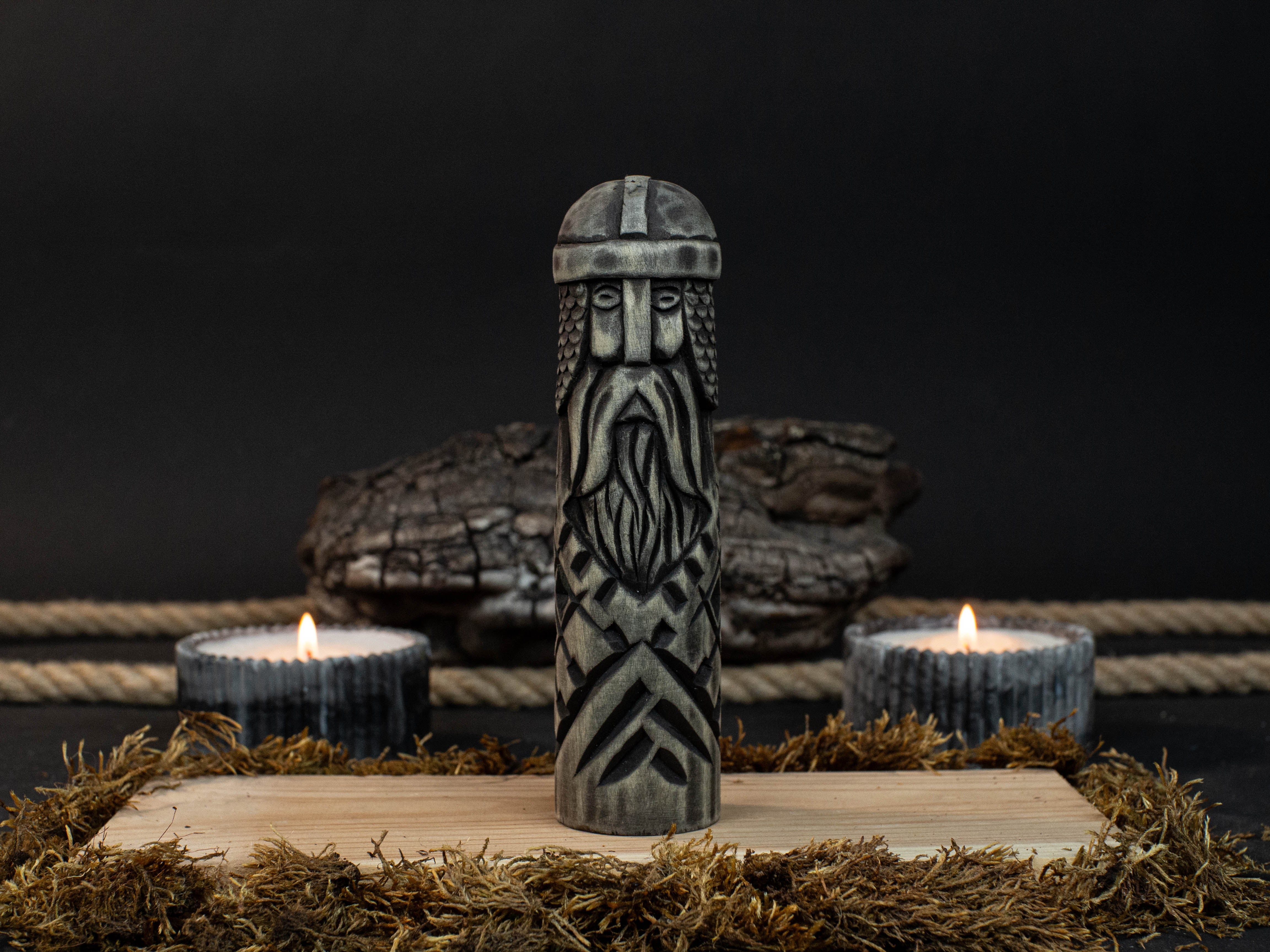 Hand-Carved Baldr Wooden Figurine – Norse God of Light and Purity