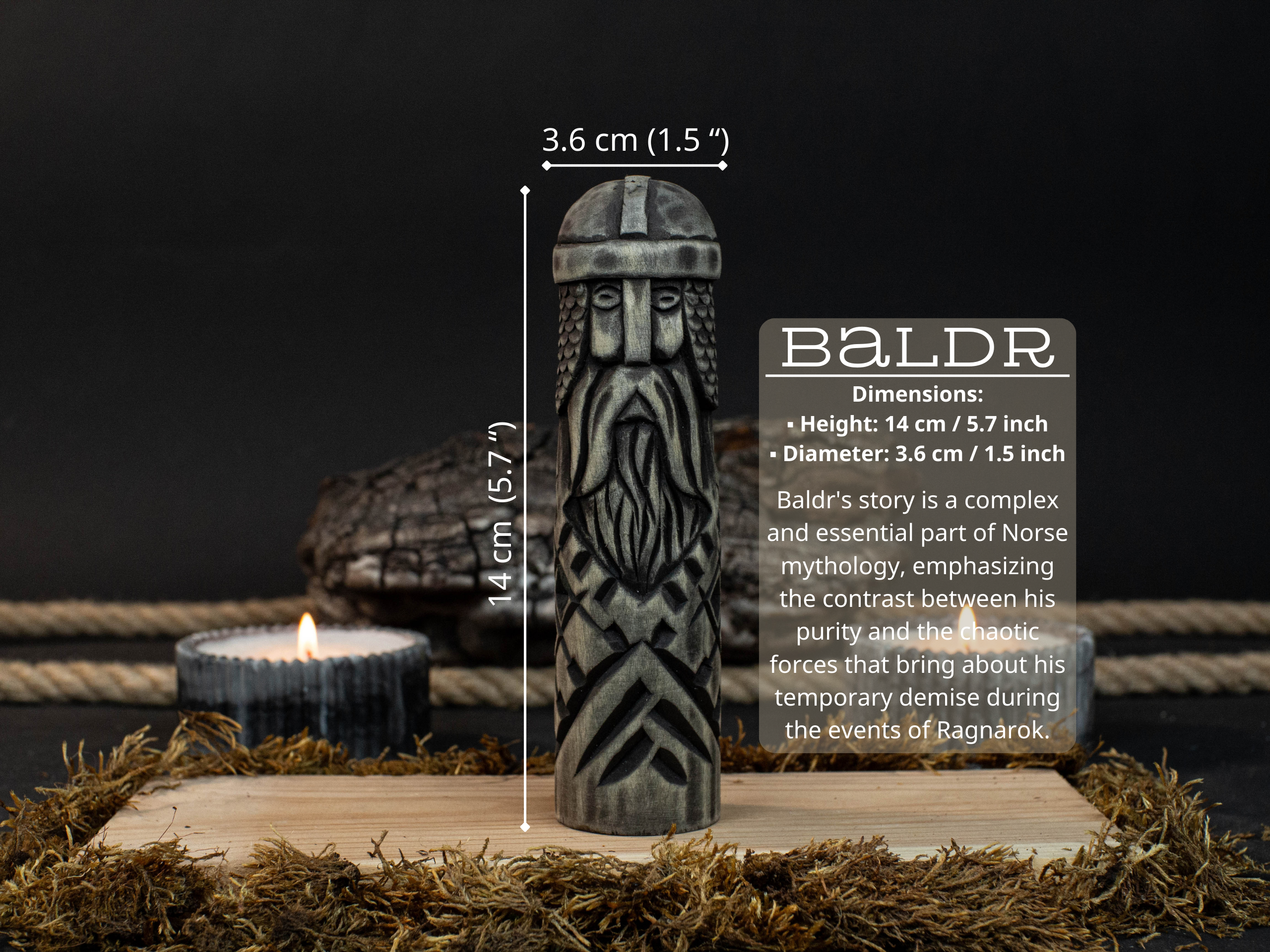 Hand-Carved Baldr Wooden Figurine – Norse God of Light and Purity