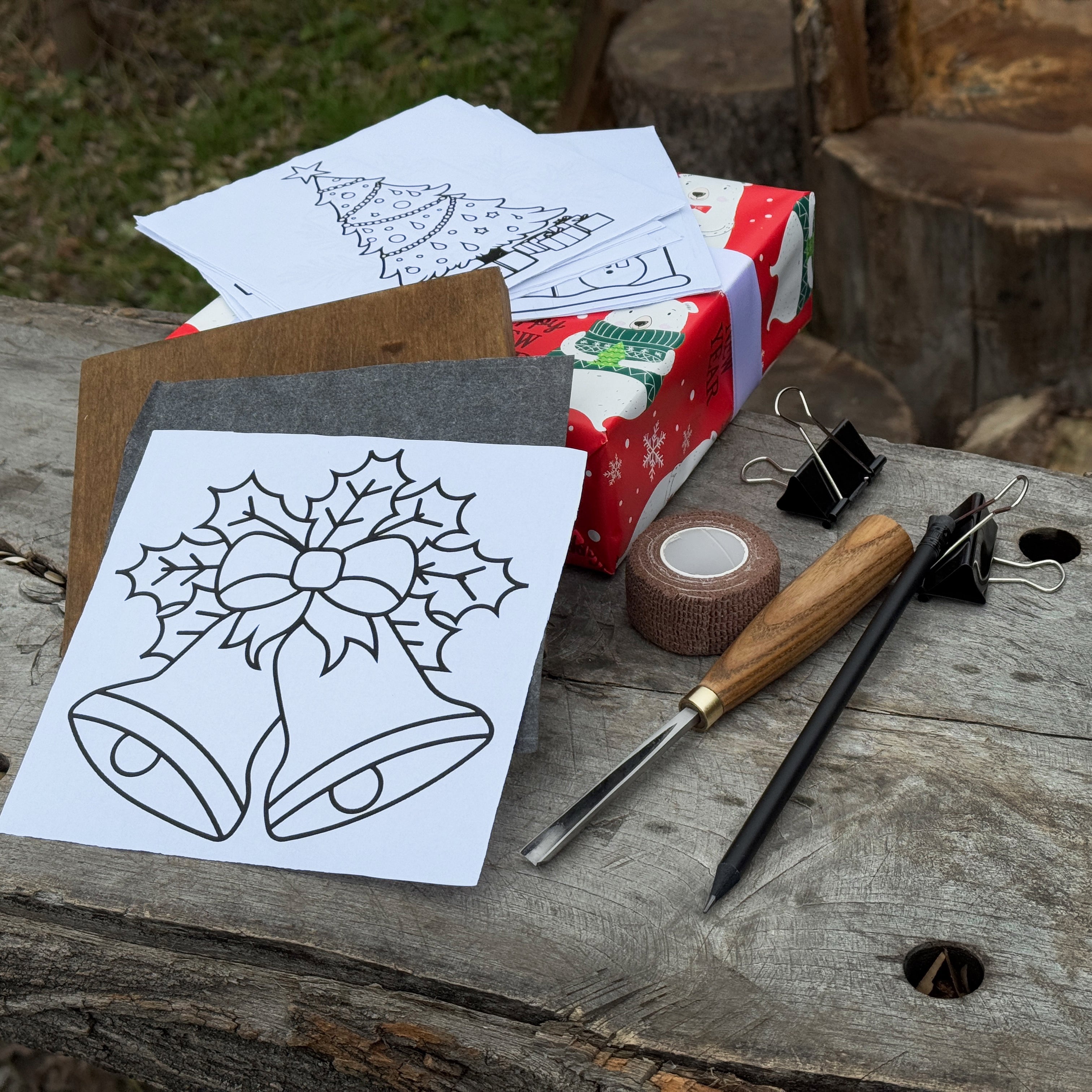 DIY Christmas Picture Cutting Kit – Beginner Wood Carving Wall Art Set