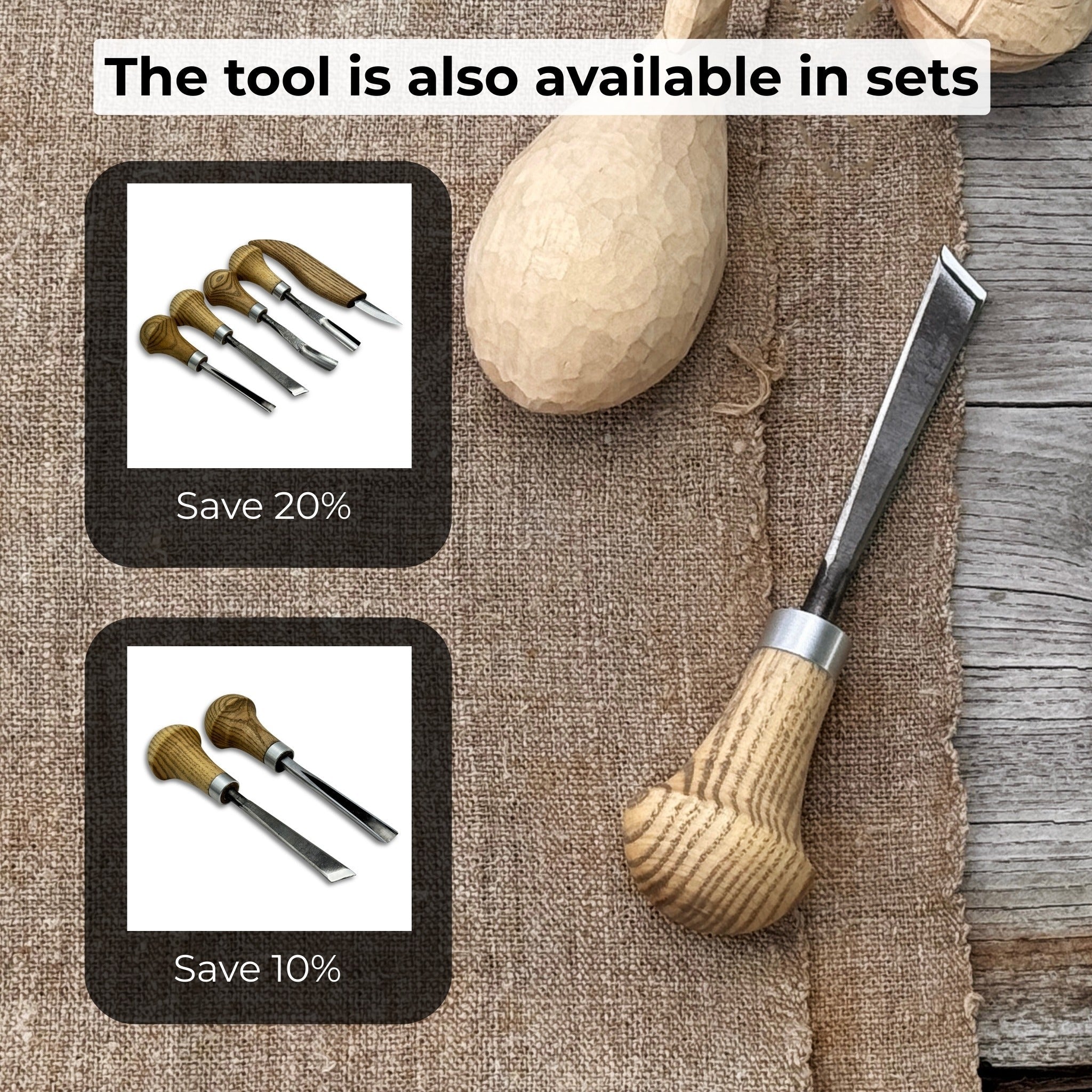 Angled Bevel Carving Chisel with Palm Handle – 10 mm (0.39 inches) - 10