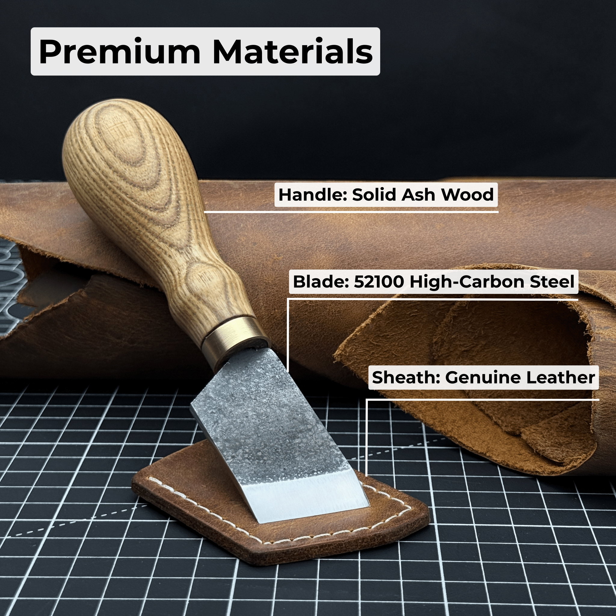 Angled Leather Skiving Knife, 3 cm (1.18 inches) - 7