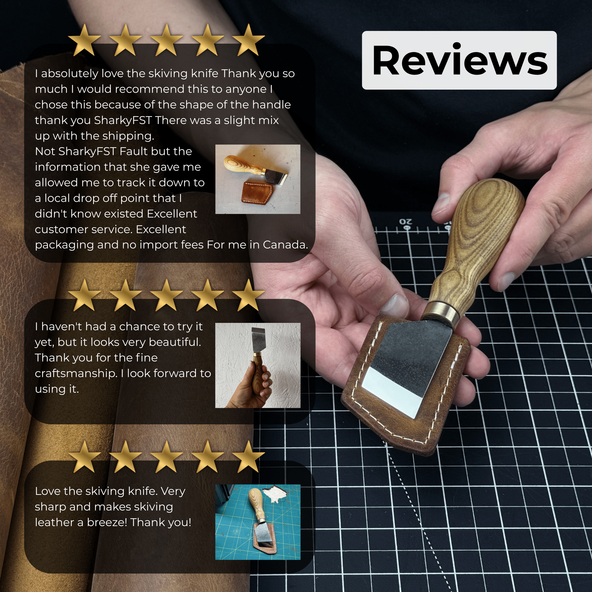 Angled Leather Skiving Knife, 3 cm (1.18 inches) - 9