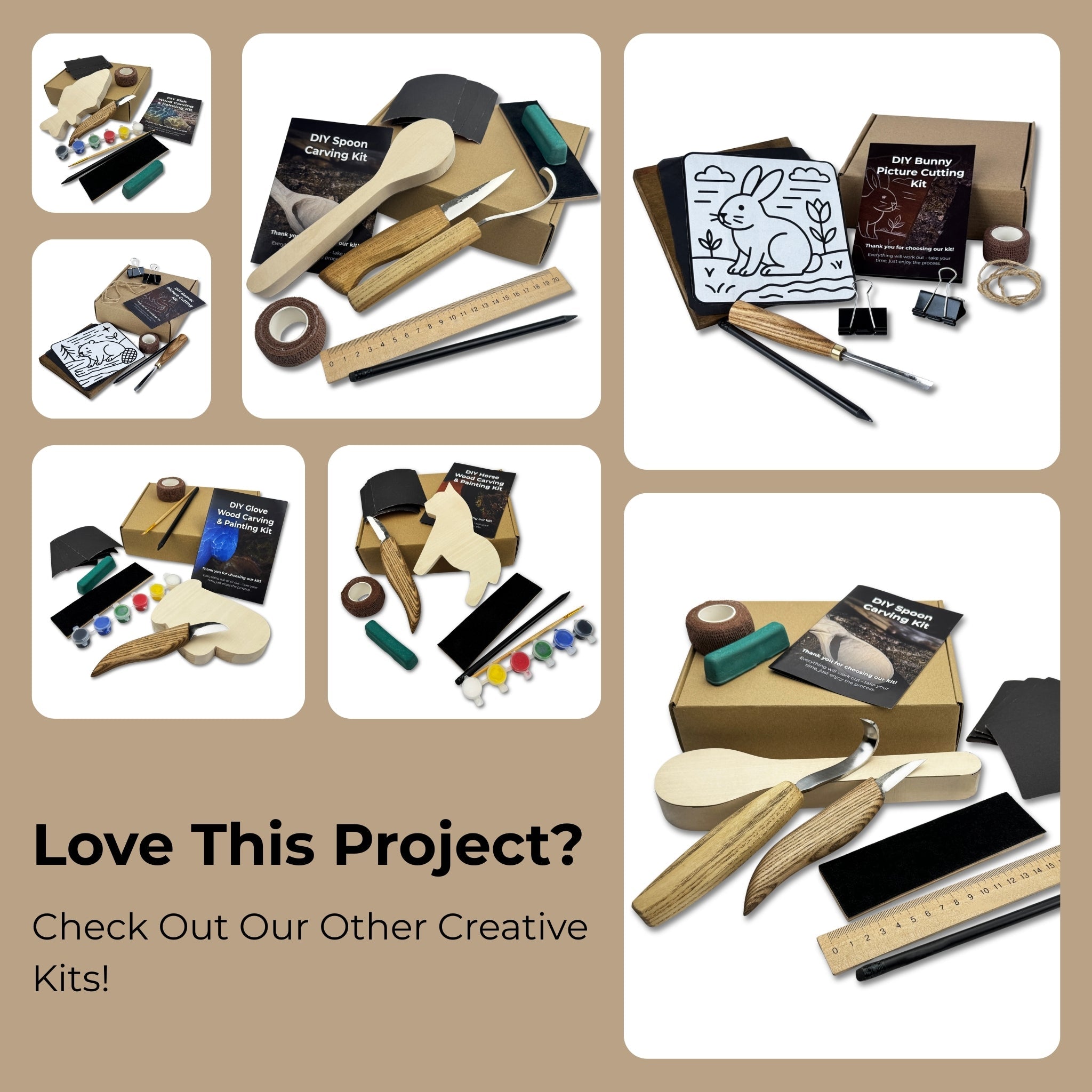 Beginner Heart Wood Carving & Painting Kit — Complete DIY Hobby Set for Adults and Kids - 12