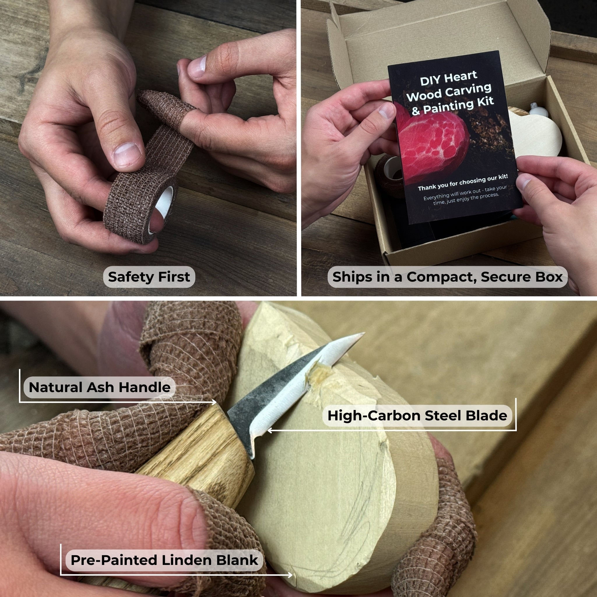 Beginner Heart Wood Carving & Painting Kit — Complete DIY Hobby Set for Adults and Kids - 6