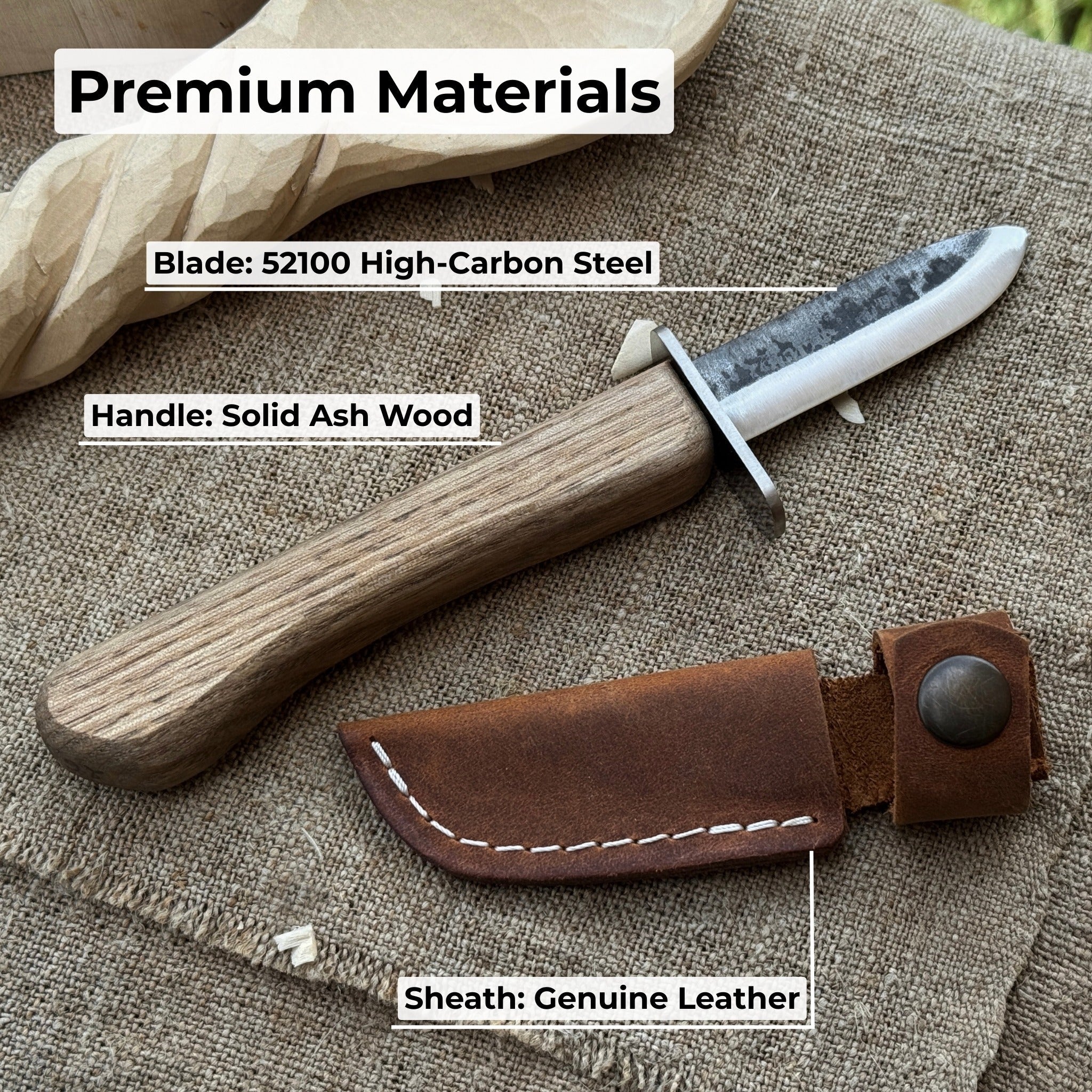 Beginner’s Woodcarving Knife with Leather Sheath, 6 cm (2.36 inches) - 6