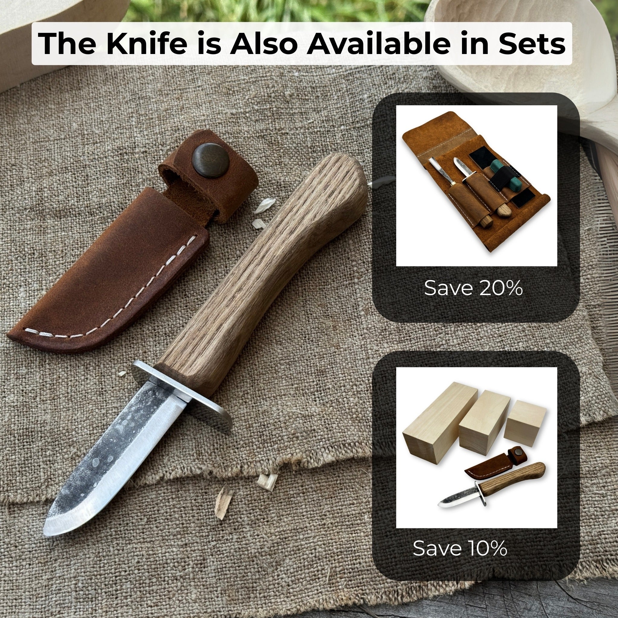 Beginner’s Woodcarving Knife with Leather Sheath, 6 cm (2.36 inches) - 10