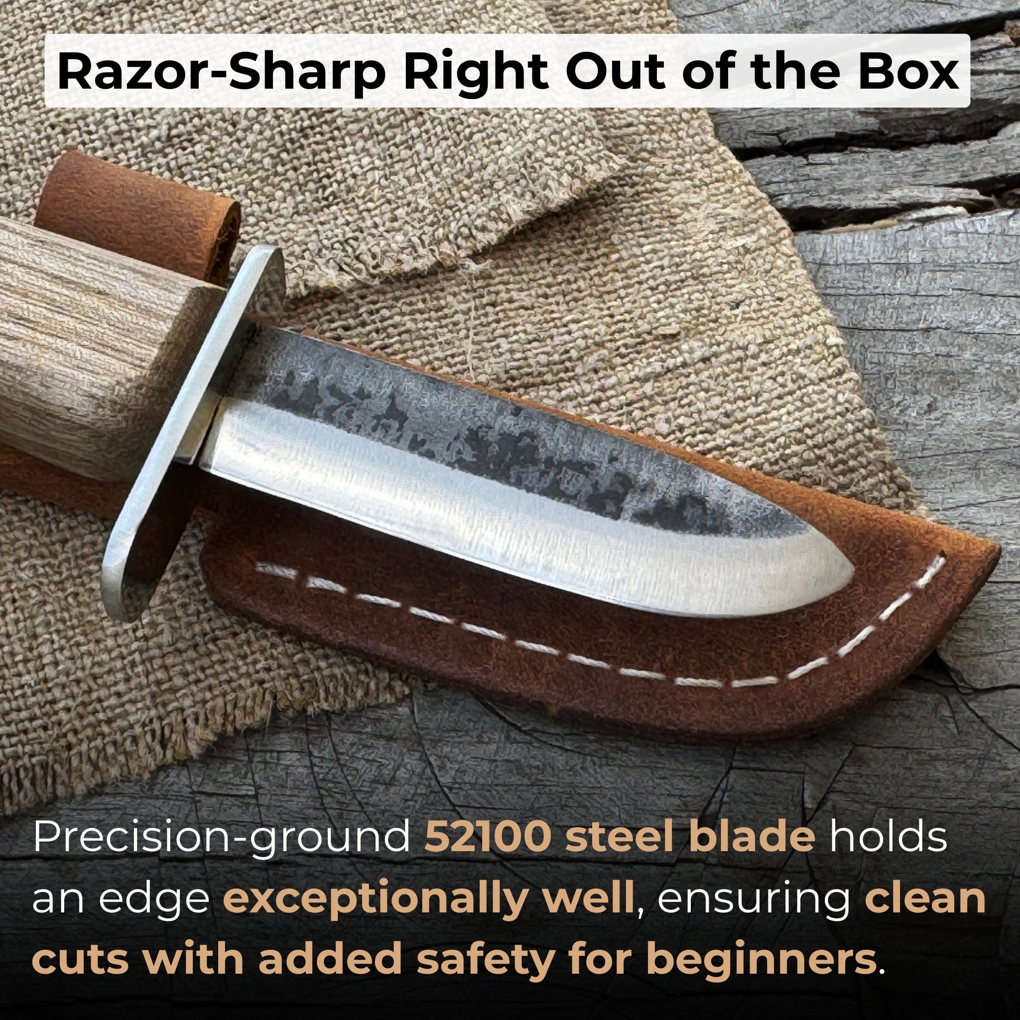 Beginner’s Woodcarving Knife with Leather Sheath, 6 cm (2.36 inches) - 2