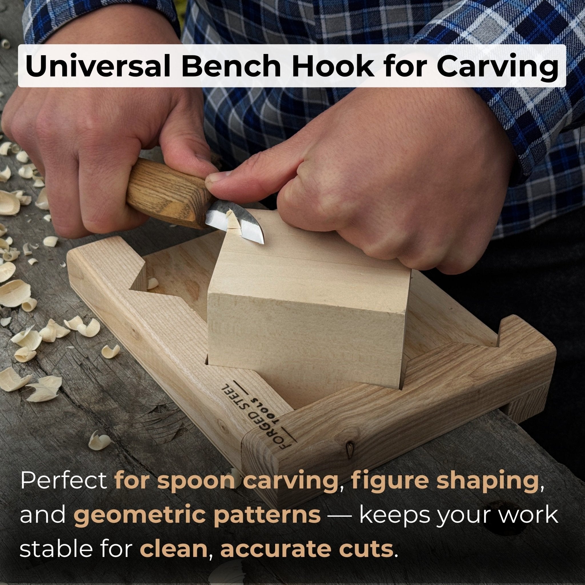 Bench Hook for Wood Carving and Chiseling – Handcrafted Wooden Work Support - 4