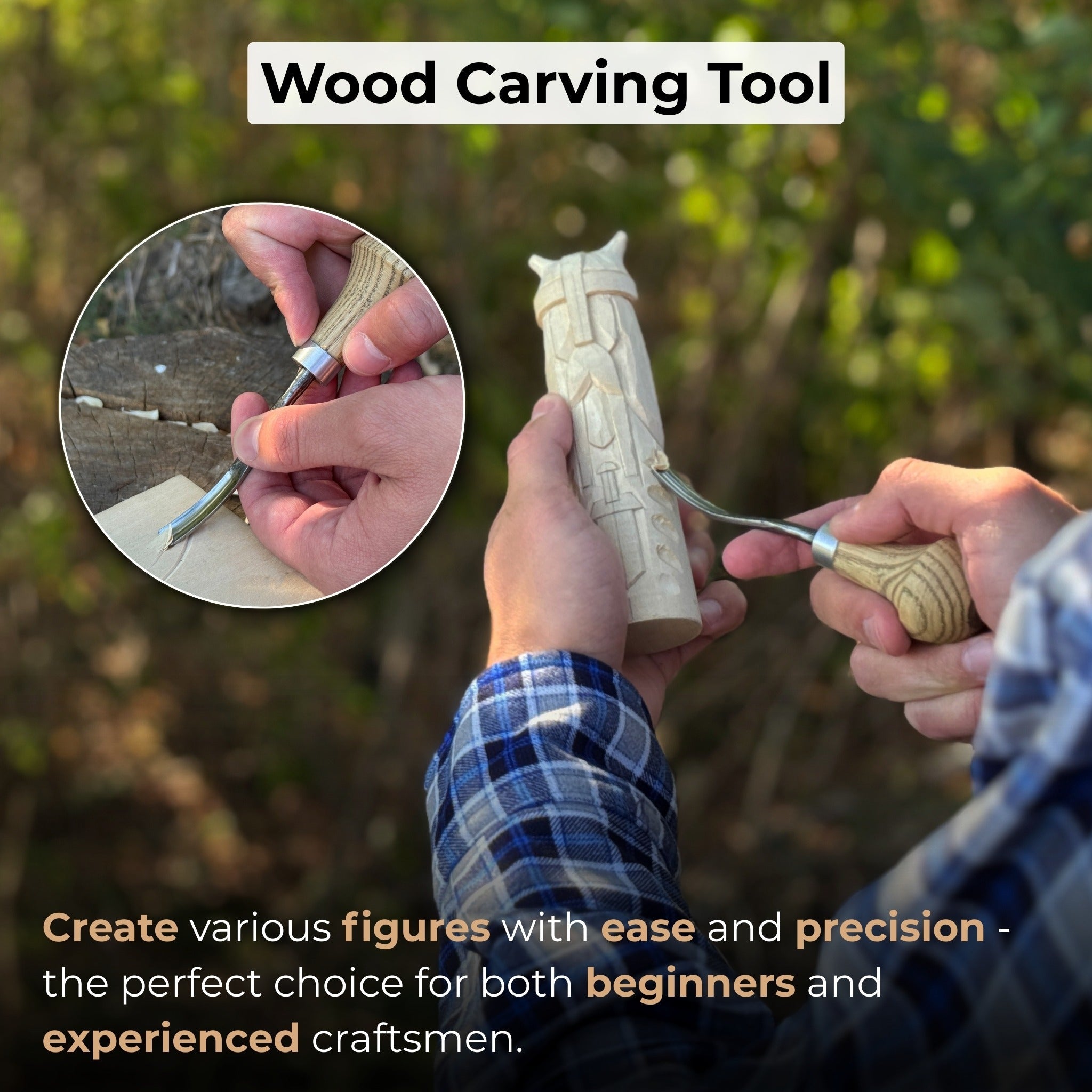 Bent Carving Gouge with Palm Handle – 8 mm / 12 mm (0.31 / 0.47 inches) - 8