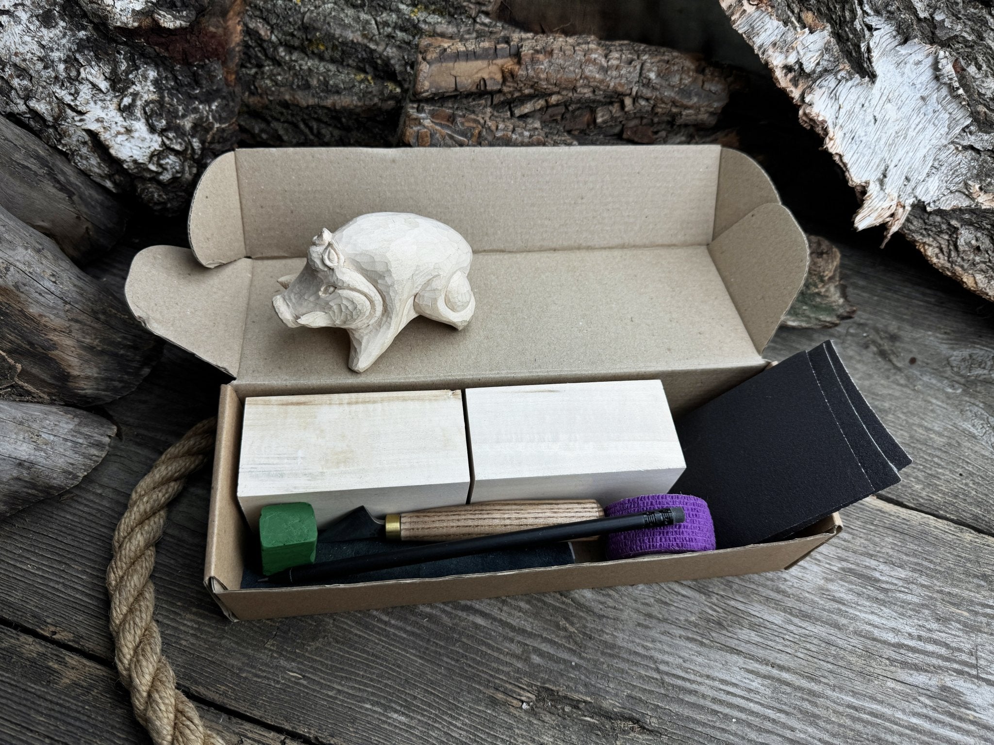 Boar Carving Kit - Complete Starter Whittling Kit for Beginners, Adults, Teens, and Kids - 5
