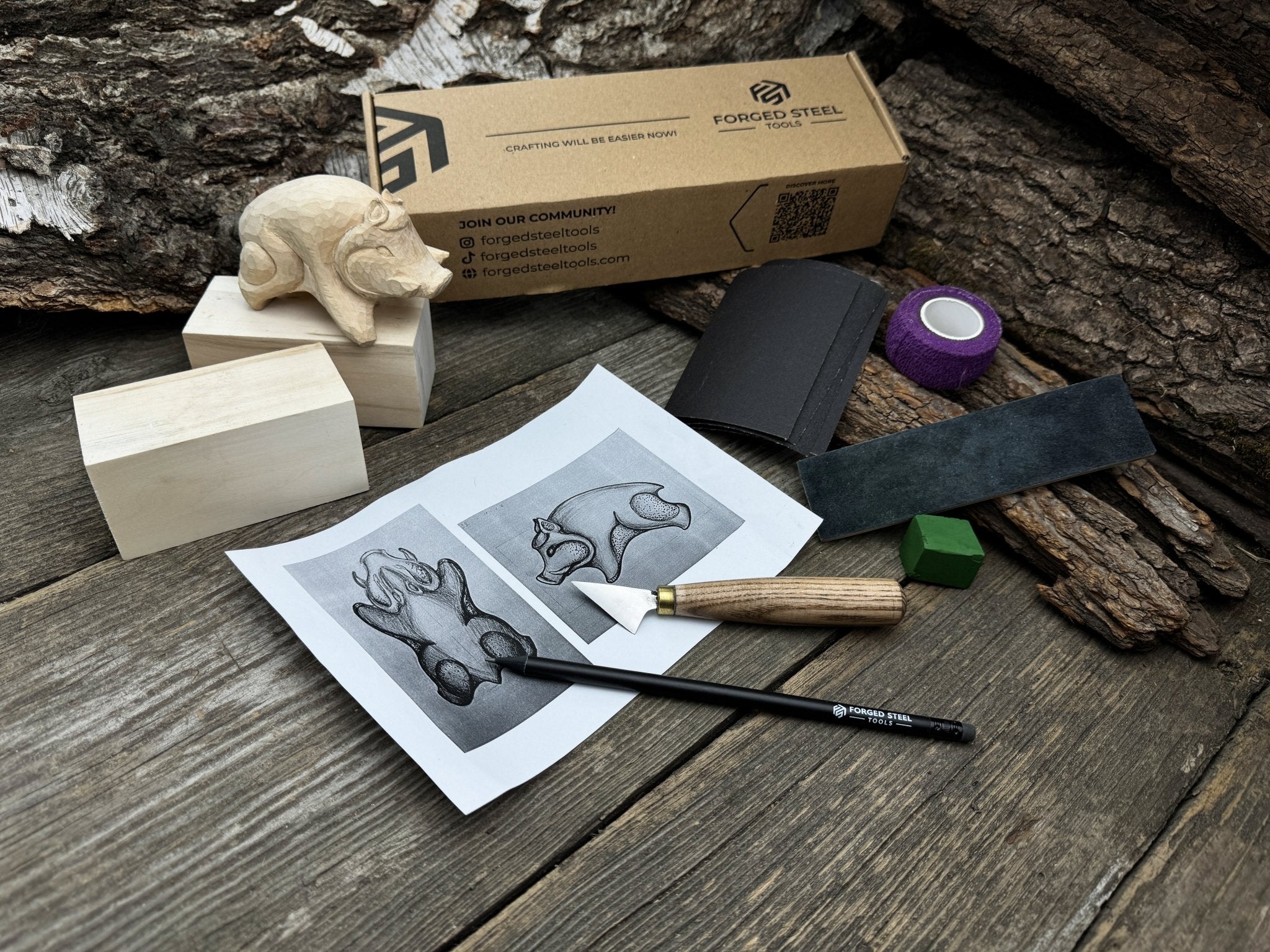 Boar Carving Kit - Complete Starter Whittling Kit for Beginners, Adults, Teens, and Kids - 2