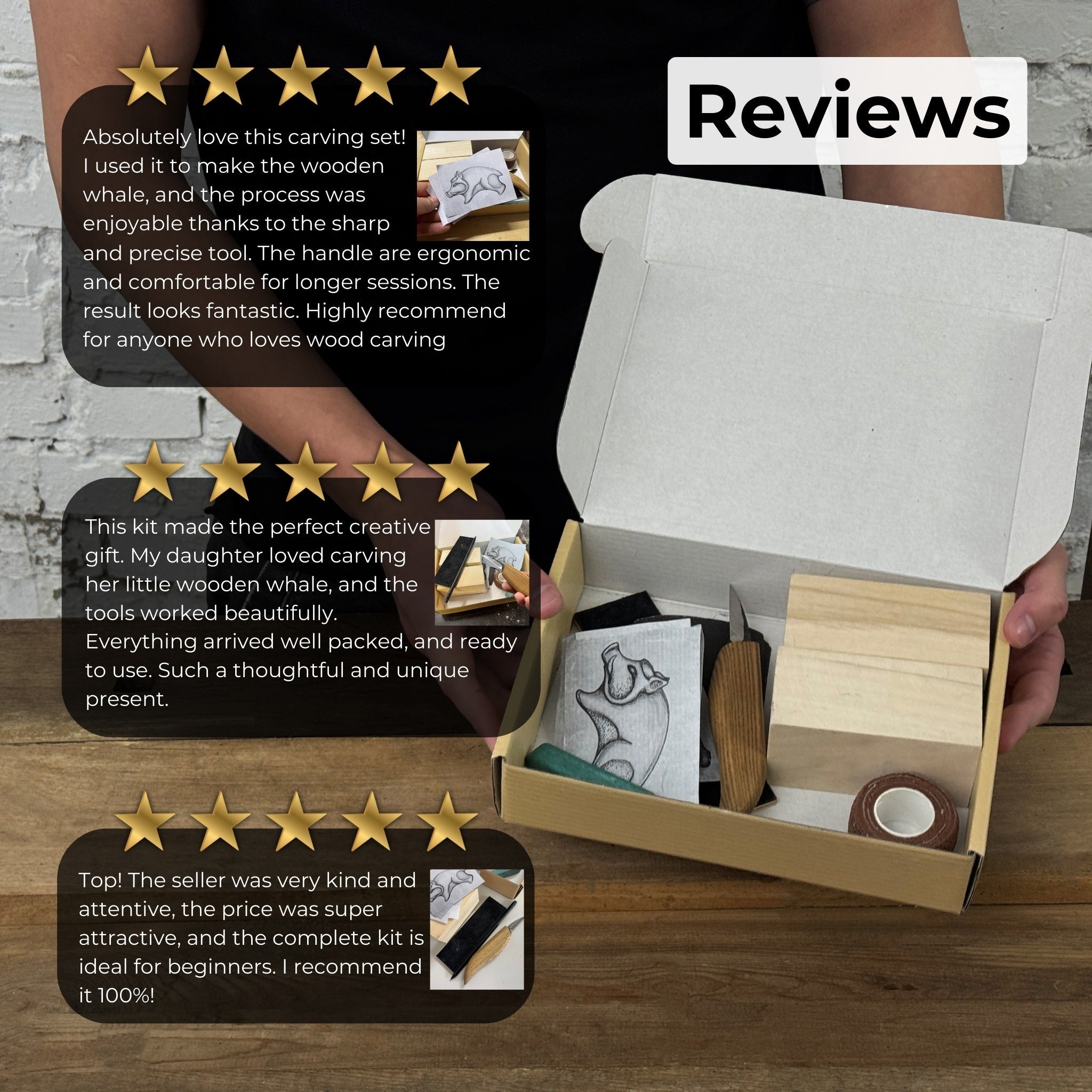 Boar Carving Kit - Complete Starter Whittling Kit for Beginners, Adults, Teens, and Kids - 12