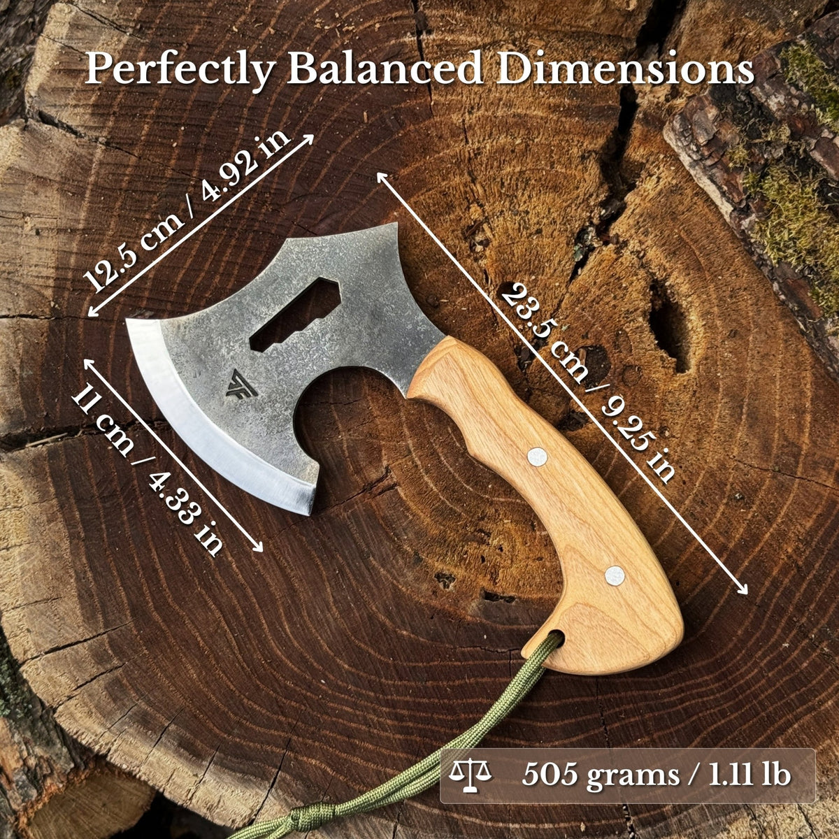 Camping Hatchet with Leather Sheath, 505 g / 1.11 lb - 3