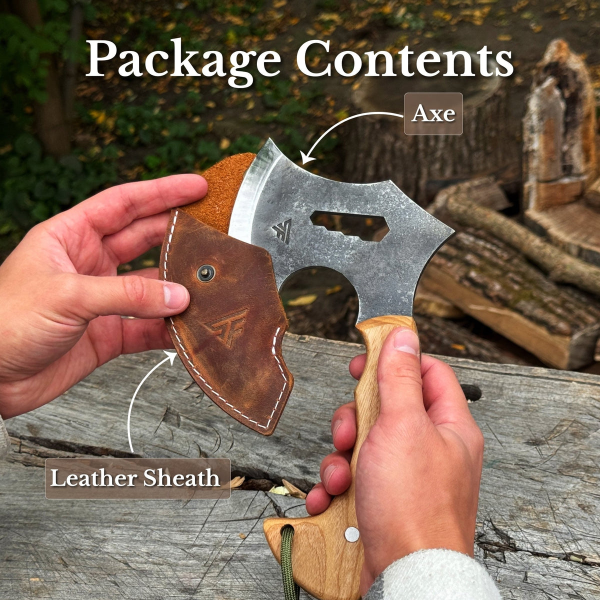 Camping Hatchet with Leather Sheath, 505 g / 1.11 lb - 9