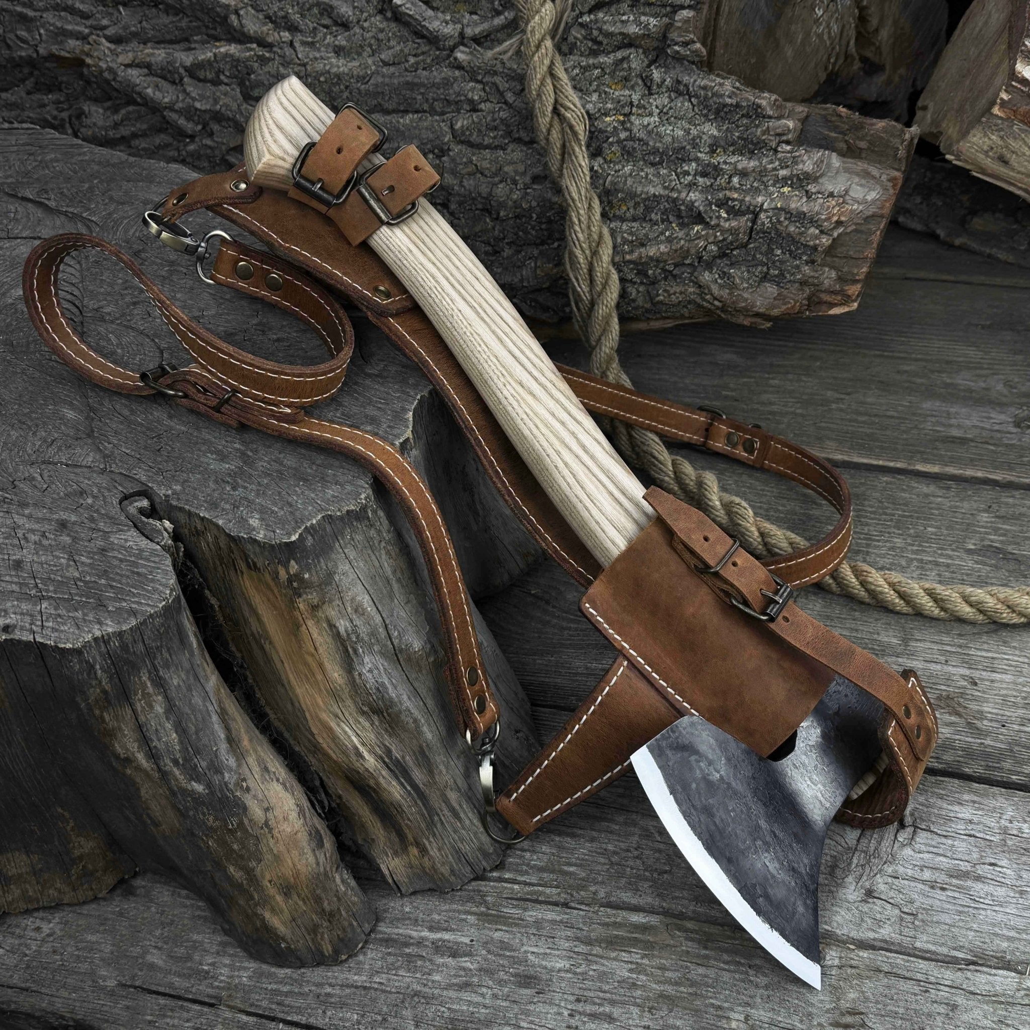 Chopping Axe with Leather Back Carry Pouch, 1.05 kg (2.2 lb) - 10