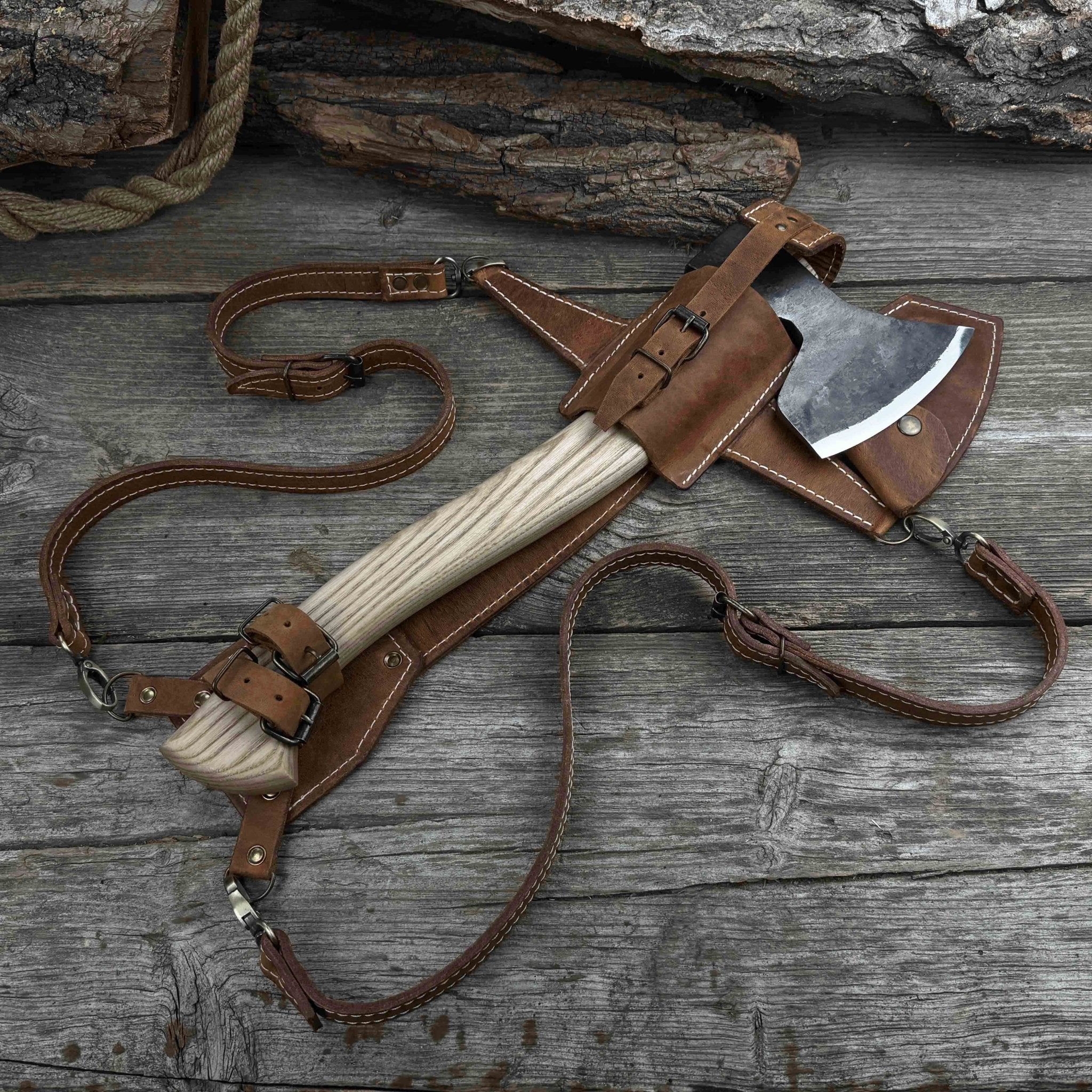 Chopping Axe with Leather Back Carry Pouch, 1.05 kg (2.2 lb) - 1