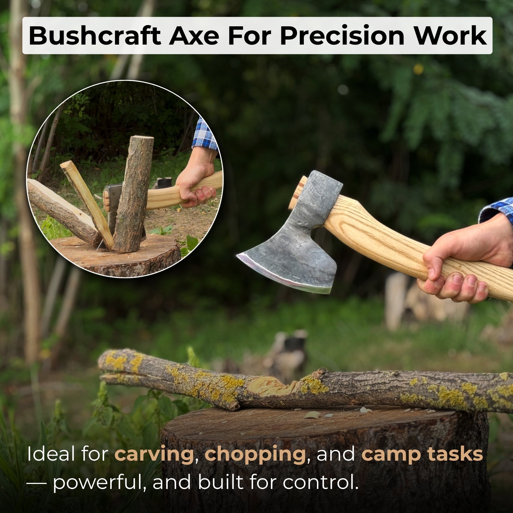 Chopping Axe with Leather Back Carry Pouch, 1.05 kg (2.2 lb) - 8