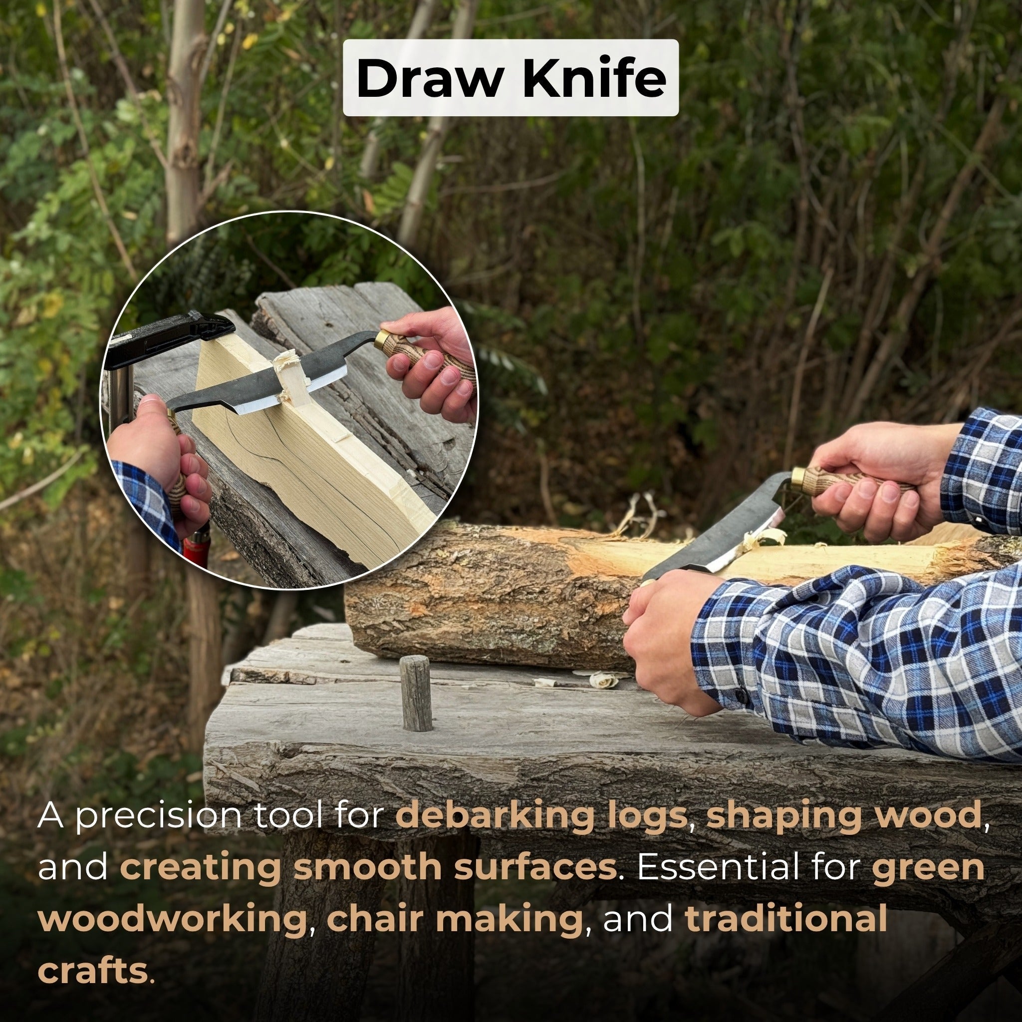 Curved Draw Knife (Push/Pull Shave), 10.5 cm (4.1 inch) Cutting Edge - 8