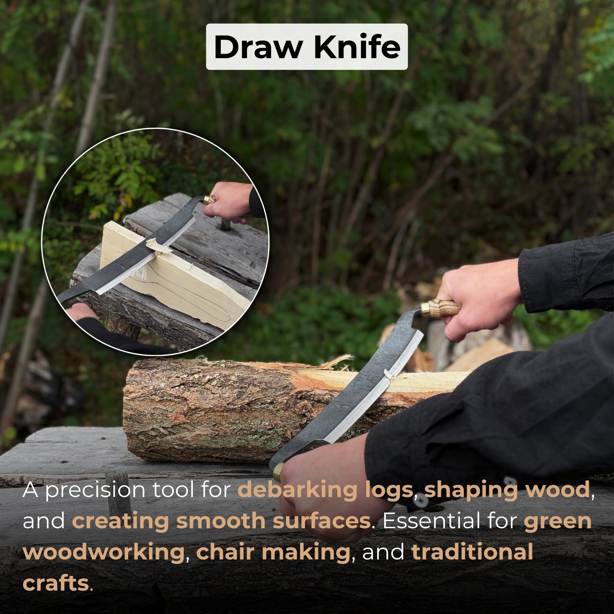 Curved Draw Knife (Push/Pull Shave), 25.5 cm (10 inch) Cutting Edge - 7