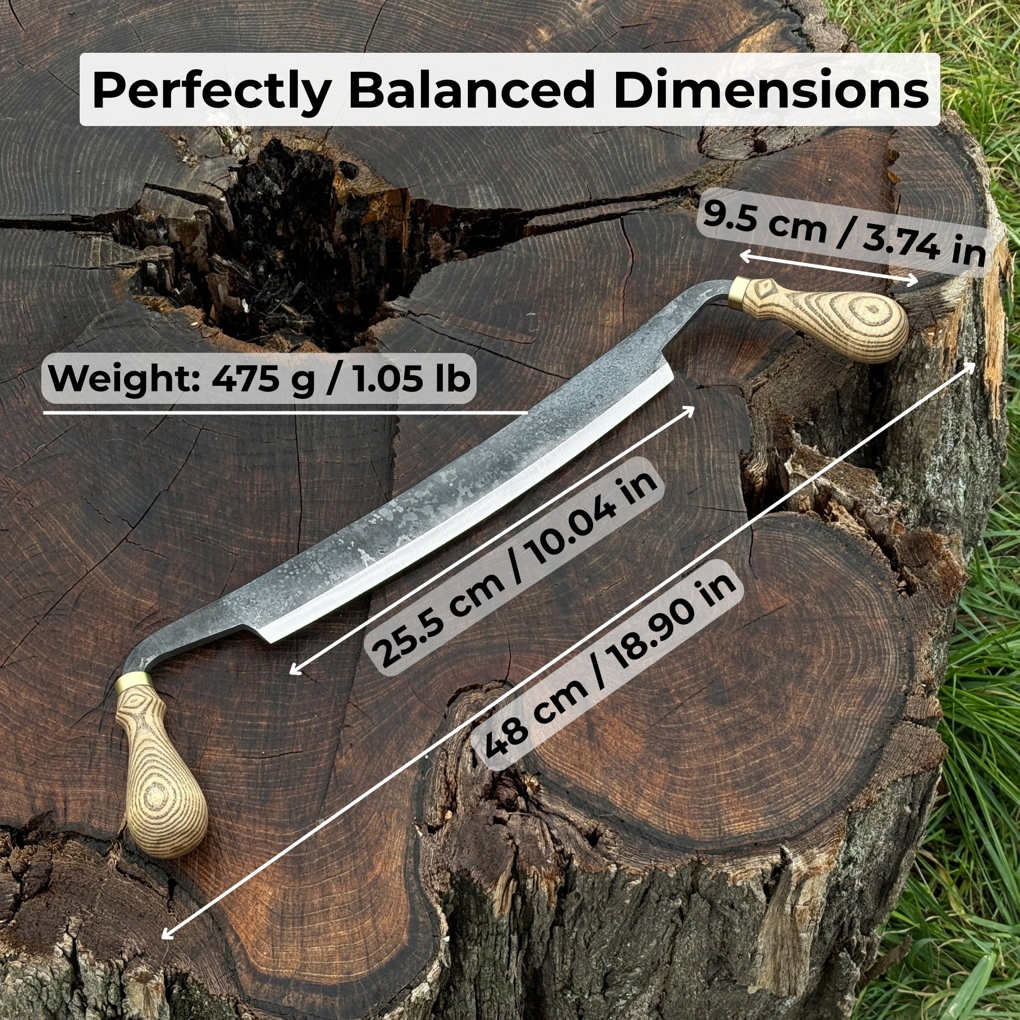 Curved Draw Knife (Push/Pull Shave), 25.5 cm (10 inch) Cutting Edge - 5