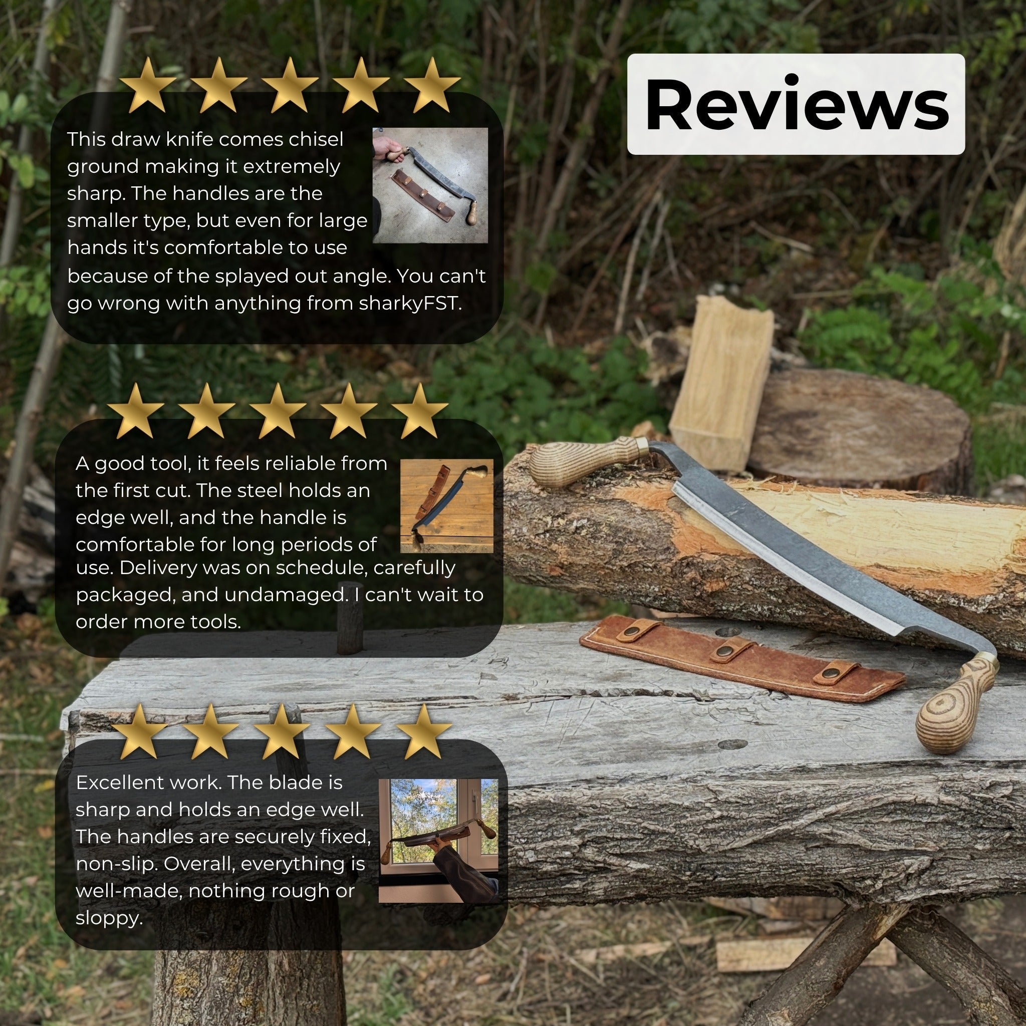 Curved Draw Knife (Push/Pull Shave), 25.5 cm (10 inch) Cutting Edge - 9