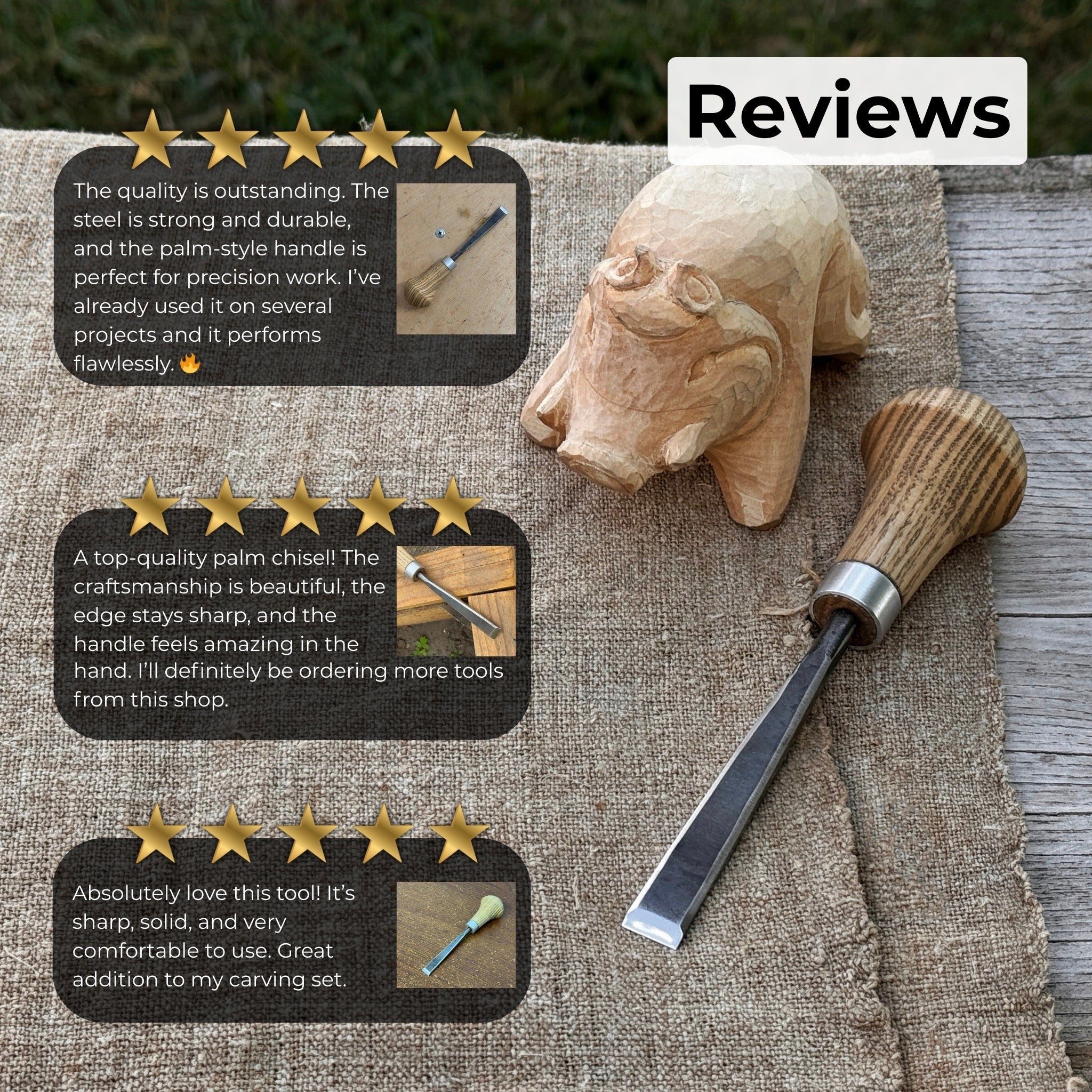 Detail Carving Chisel with Palm Handle, 10 mm (0.39 inches) - 9