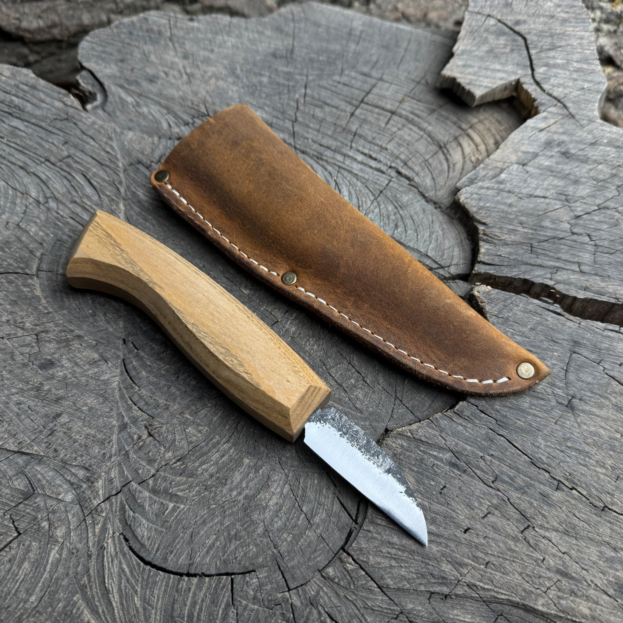 Detail Wood Carving Knife with Leather Sheath, Blade 5 cm (1.97 inches) - 4