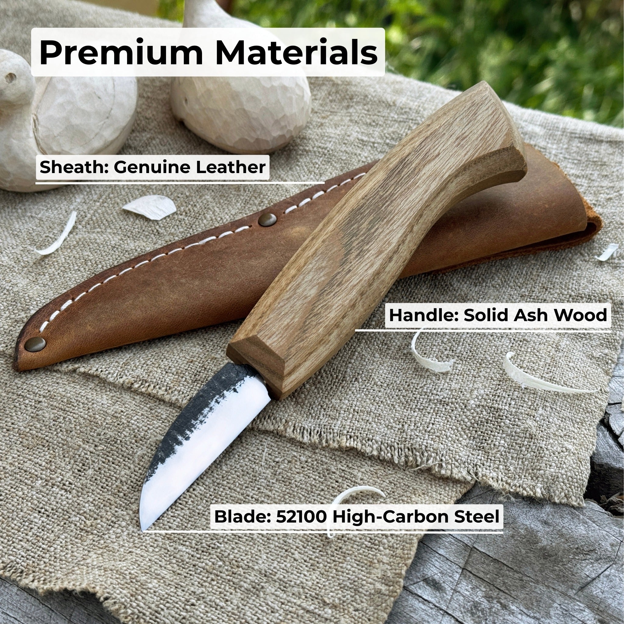 Detail Wood Carving Knife with Leather Sheath, Blade 5 cm (1.97 inches) - 6