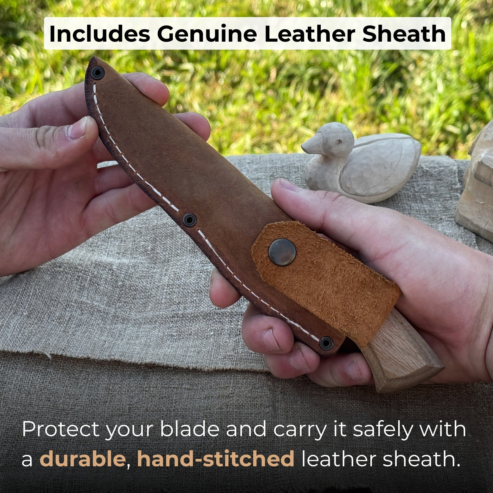 Detail Wood Carving Knife with Leather Sheath, Blade 5 cm (1.97 inches) - 4