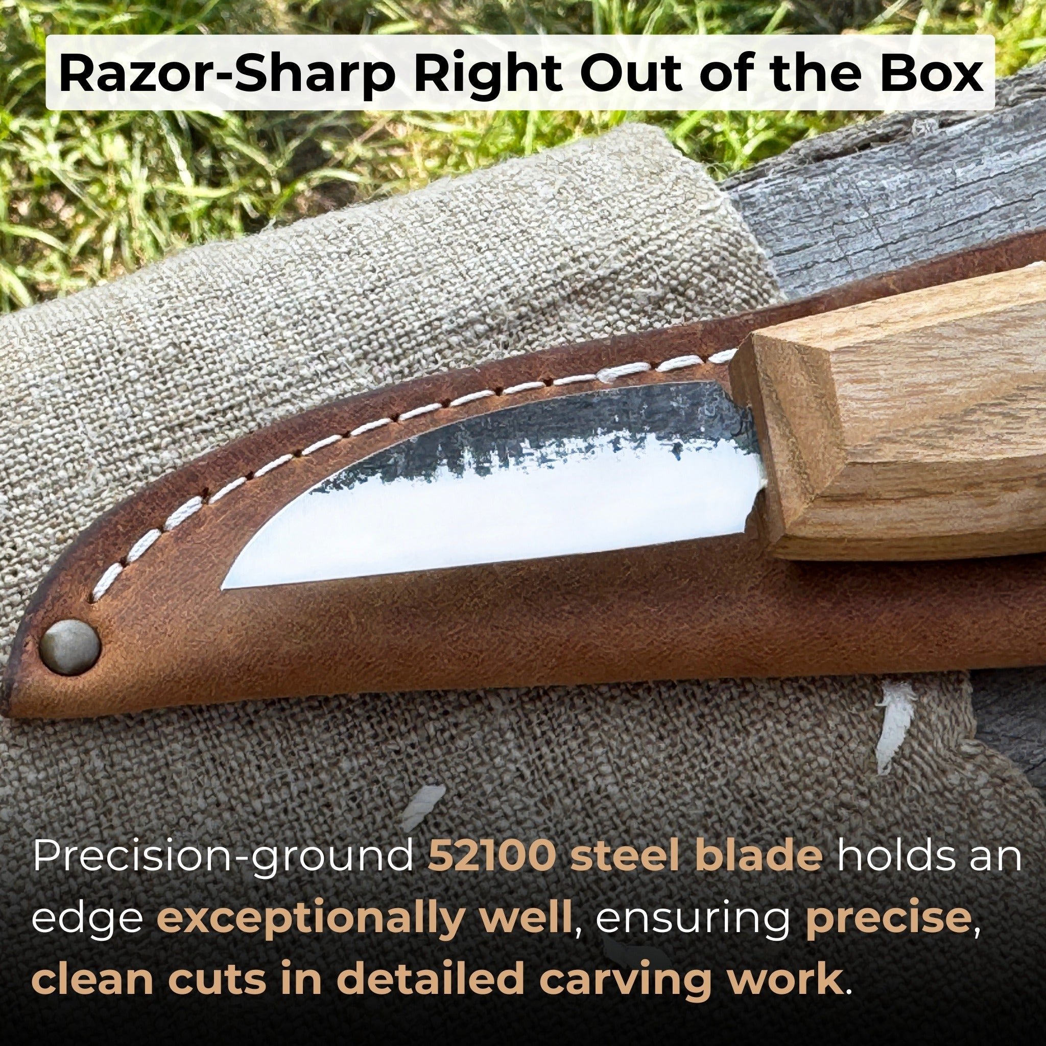 Detail Wood Carving Knife with Leather Sheath, Blade 5 cm (1.97 inches) - 2